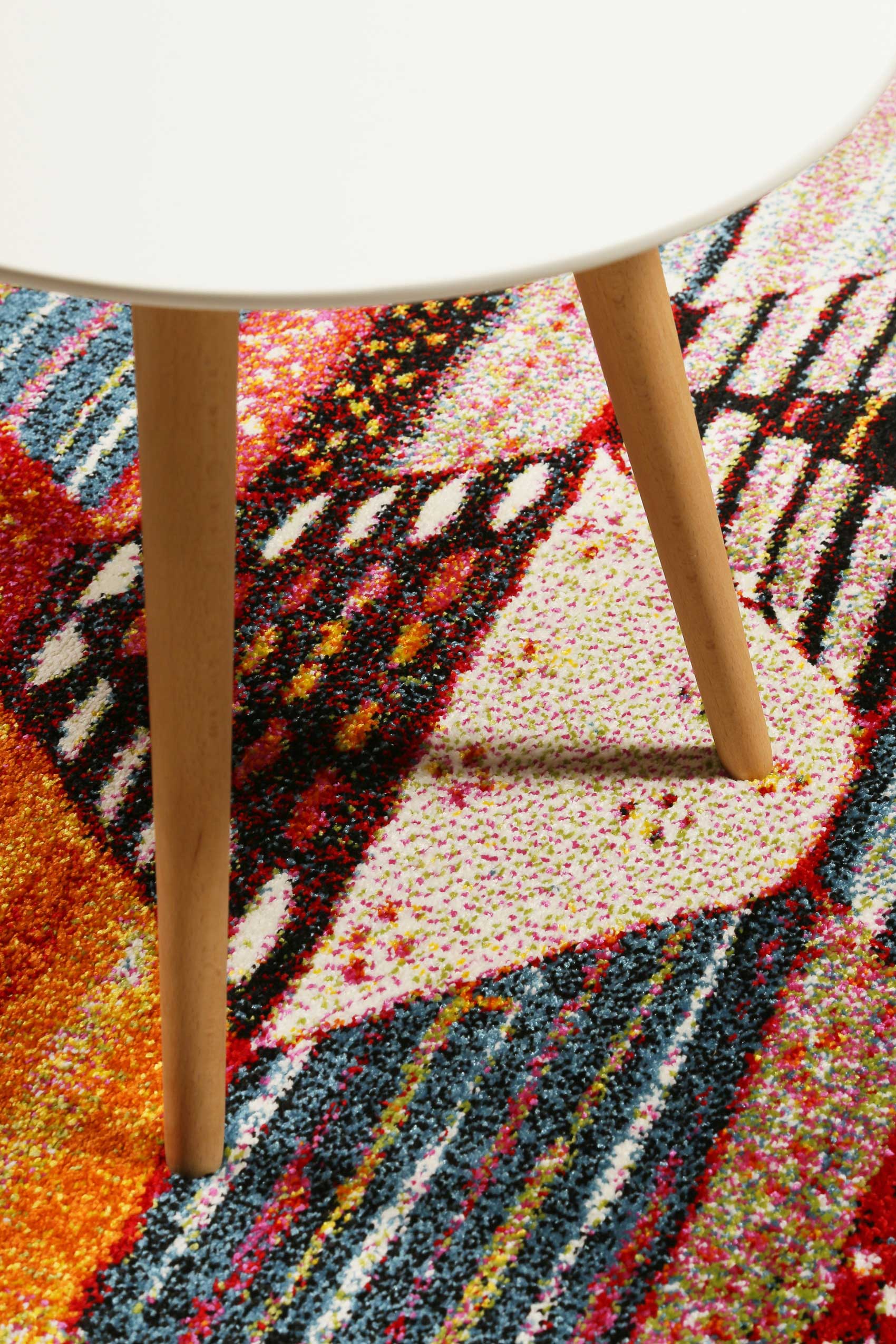 Teppich Orange Rot Beige Kurzflor 