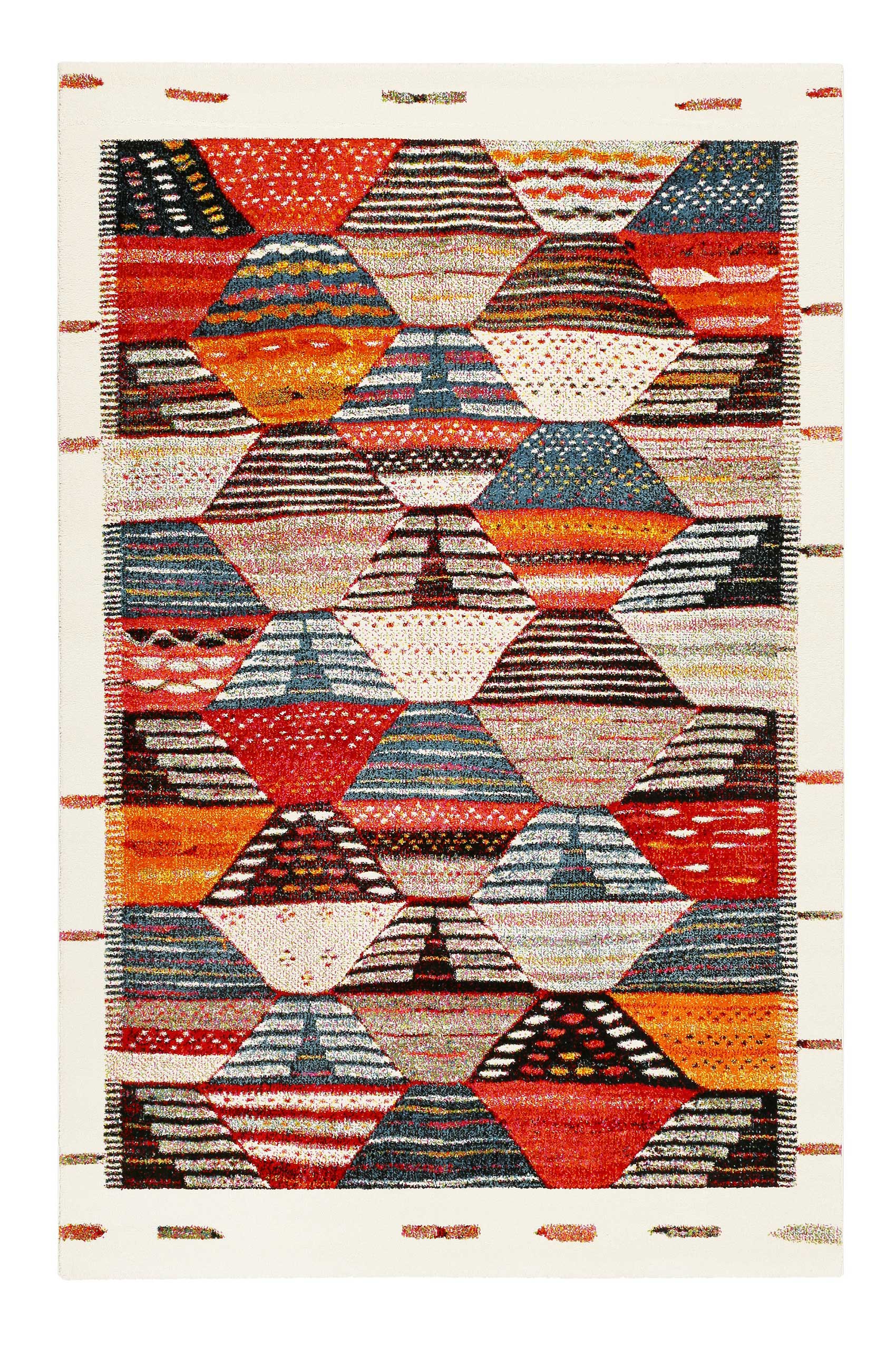 Teppich Orange Rot Beige Kurzflor 