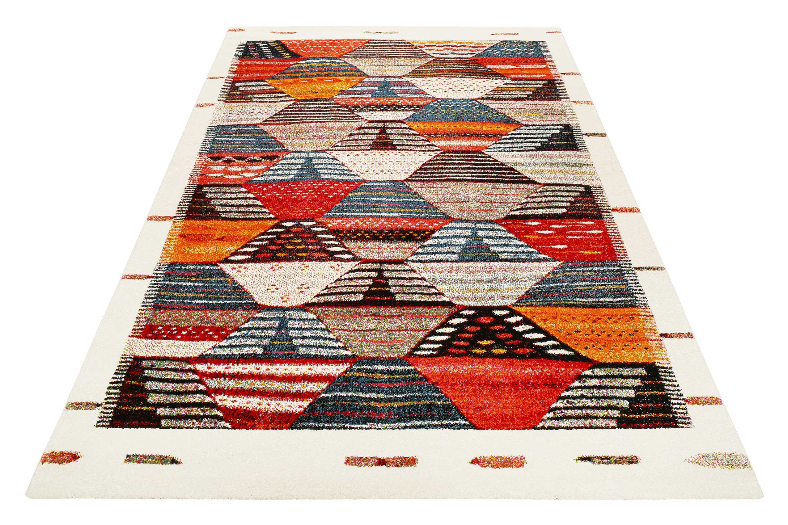 Teppich Orange Rot Beige Kurzflor 