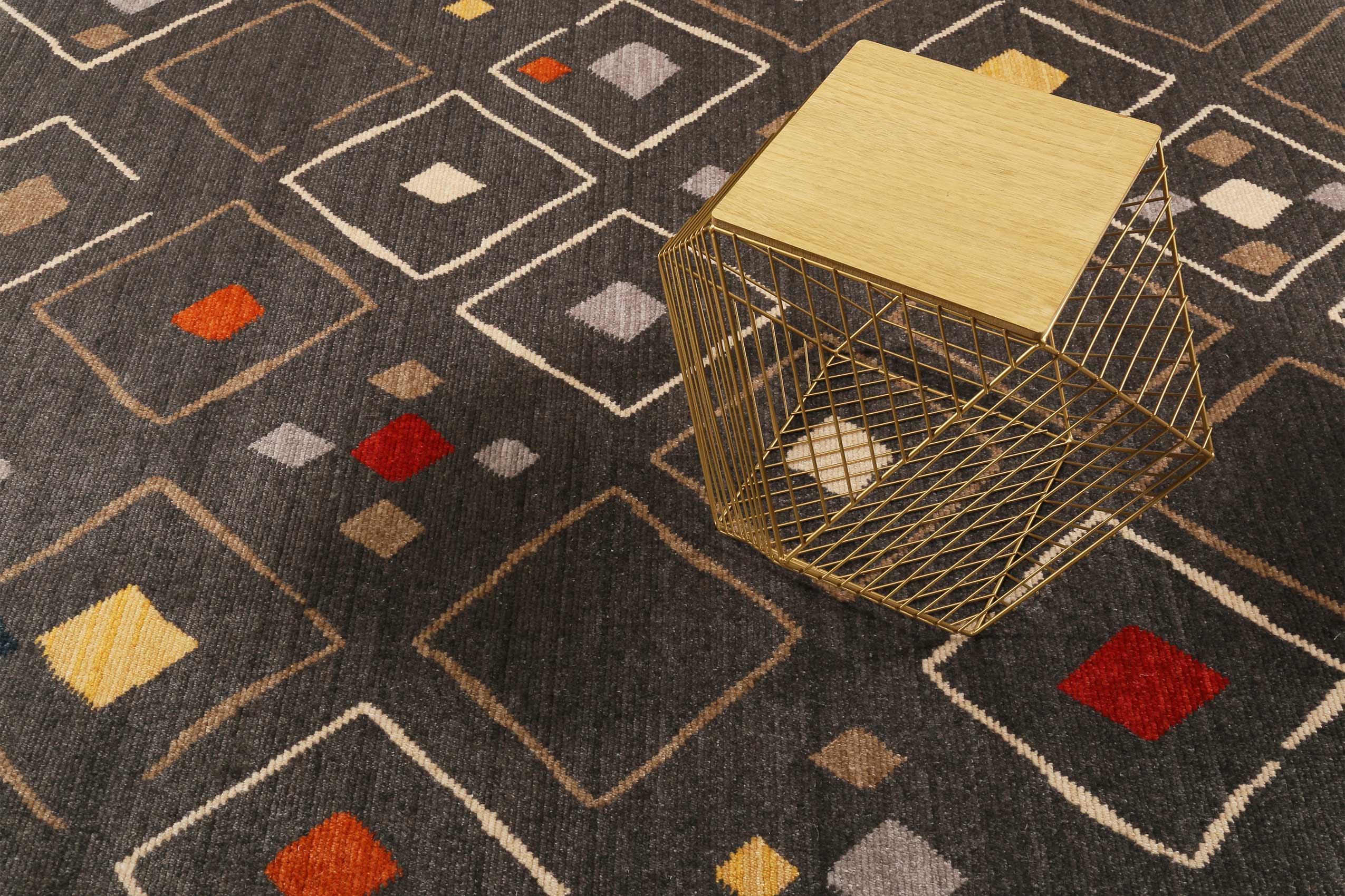 Teppich Dunkelgrau Bunt Kurzflor B-Ware 