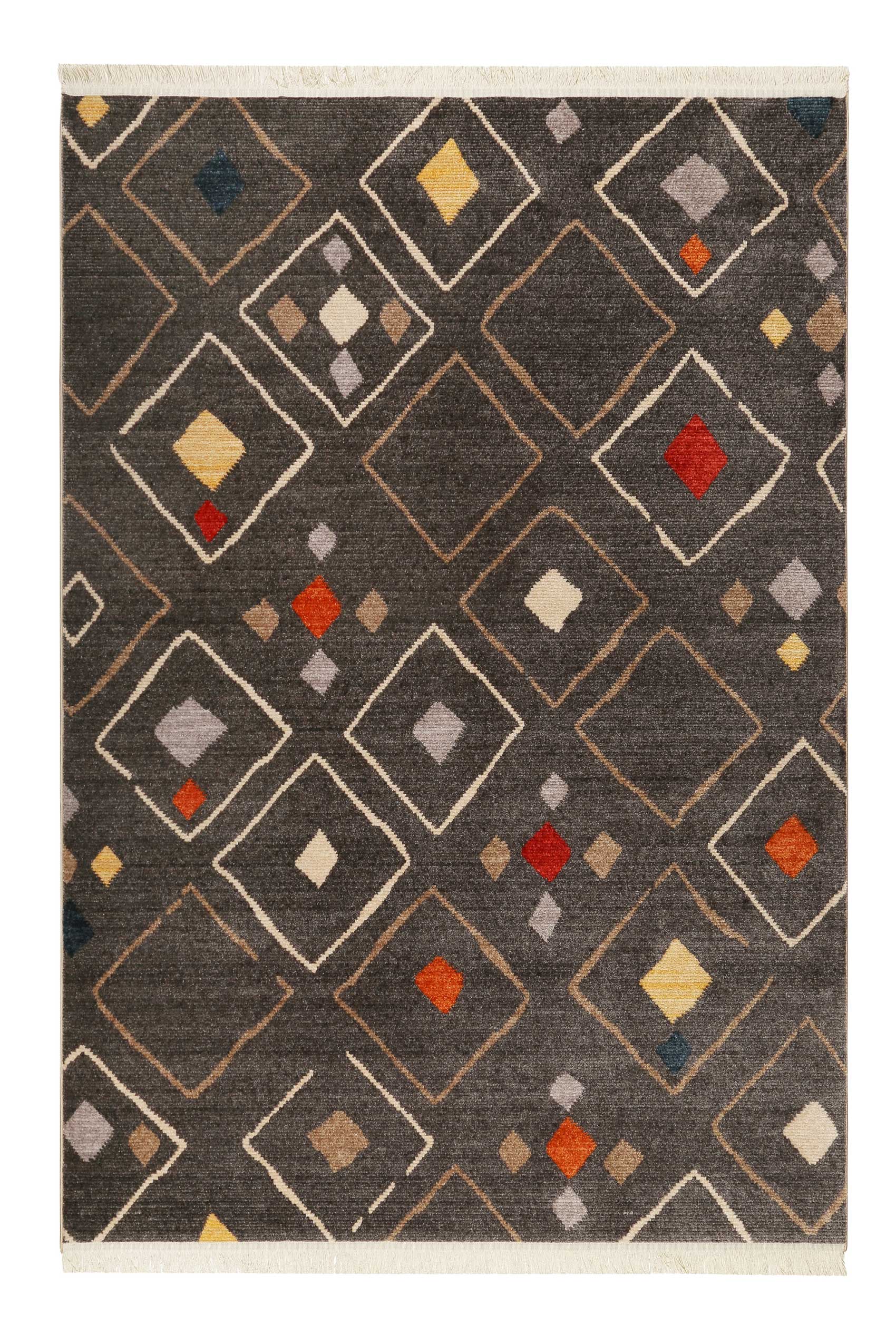 Teppich Dunkelgrau Bunt Kurzflor B-Ware 