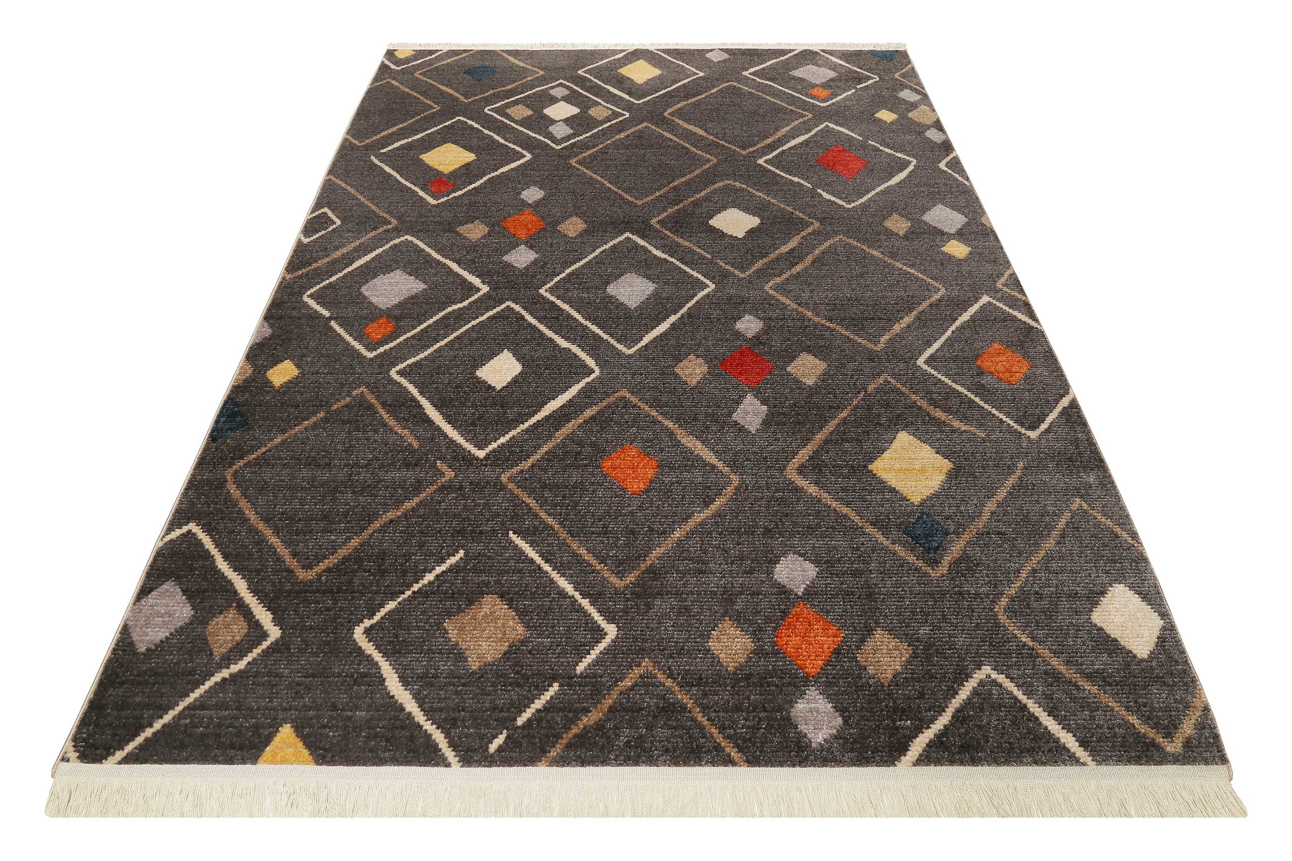 Teppich Dunkelgrau Bunt Kurzflor B-Ware 