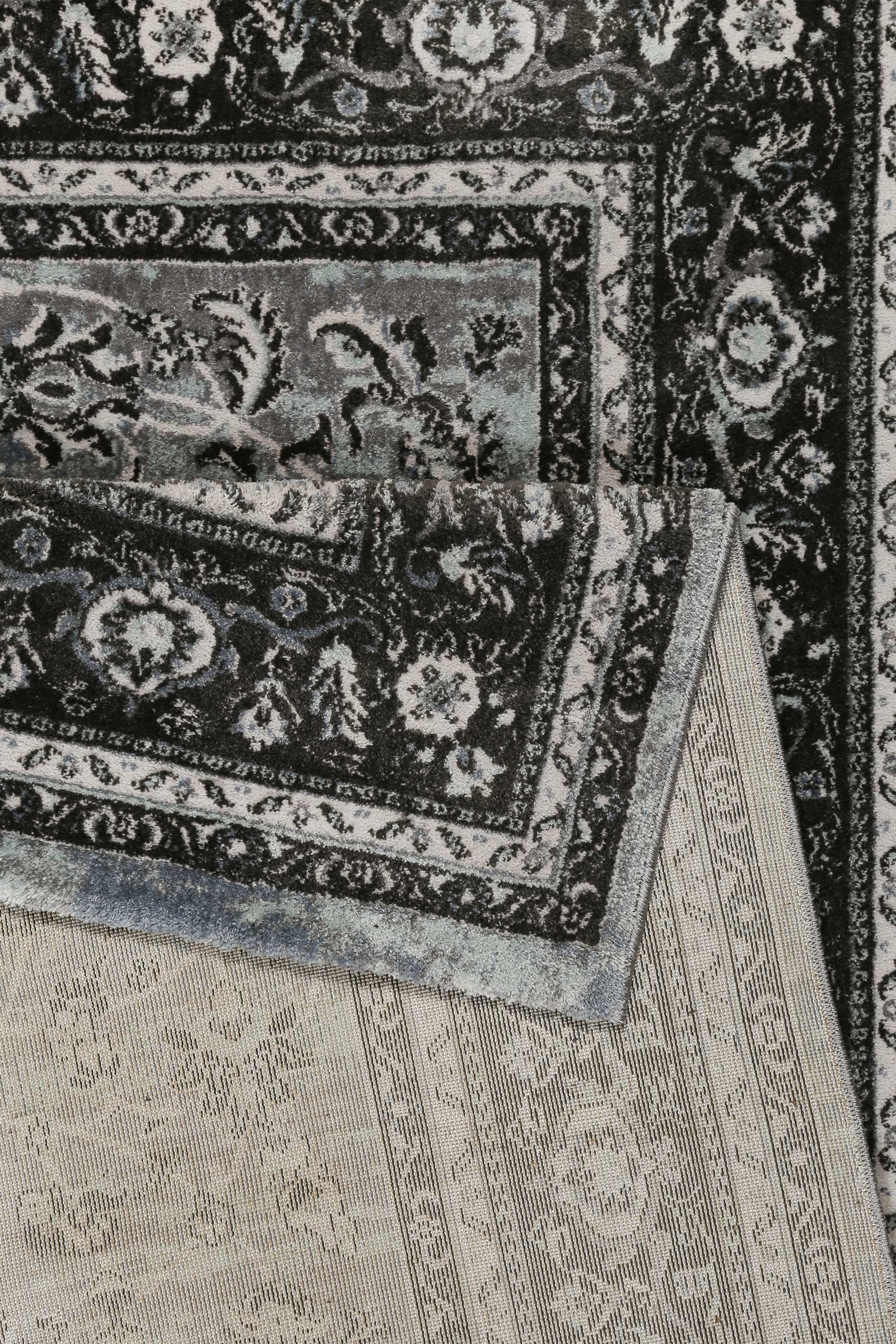 Teppich Grau Schwarz Blau Kurzflor 