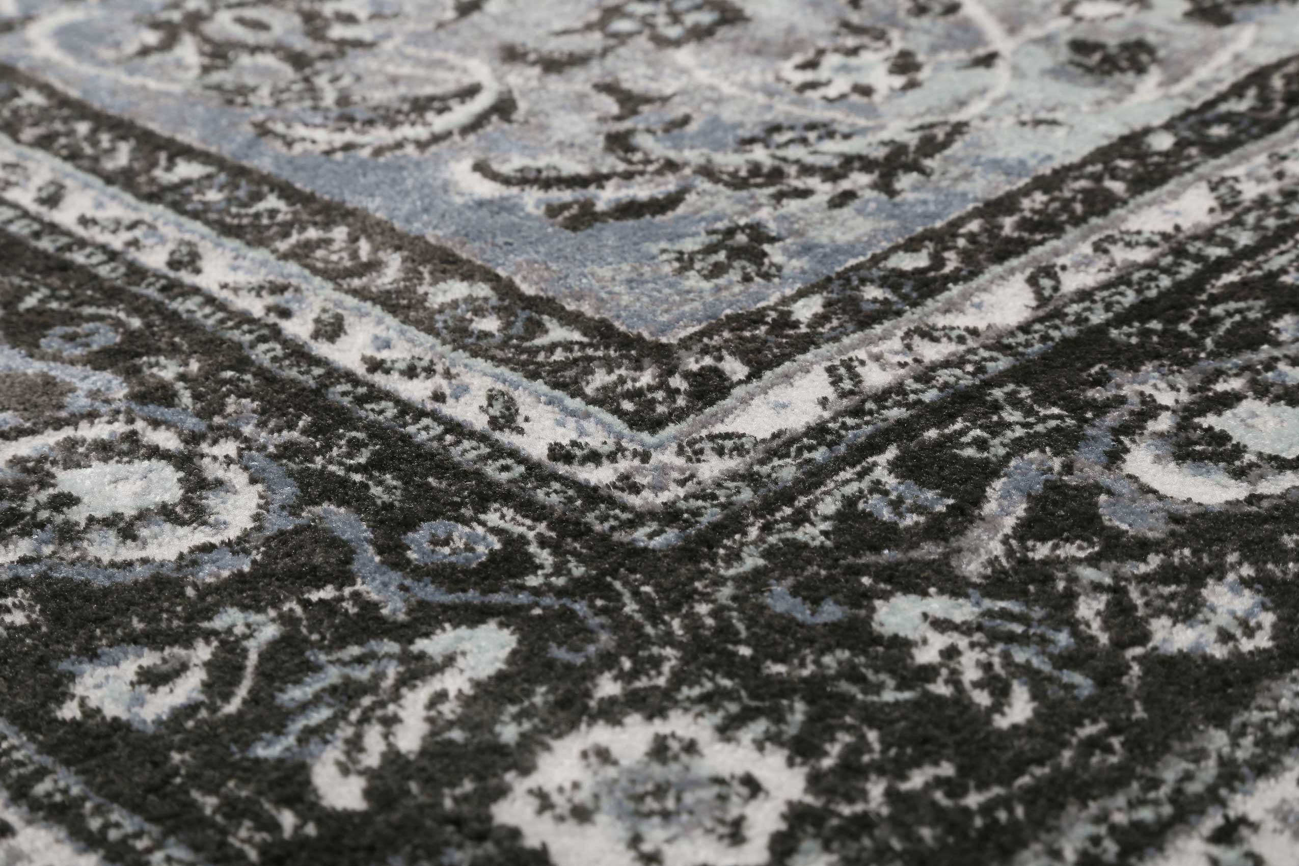 Teppich Grau Schwarz Blau Kurzflor 