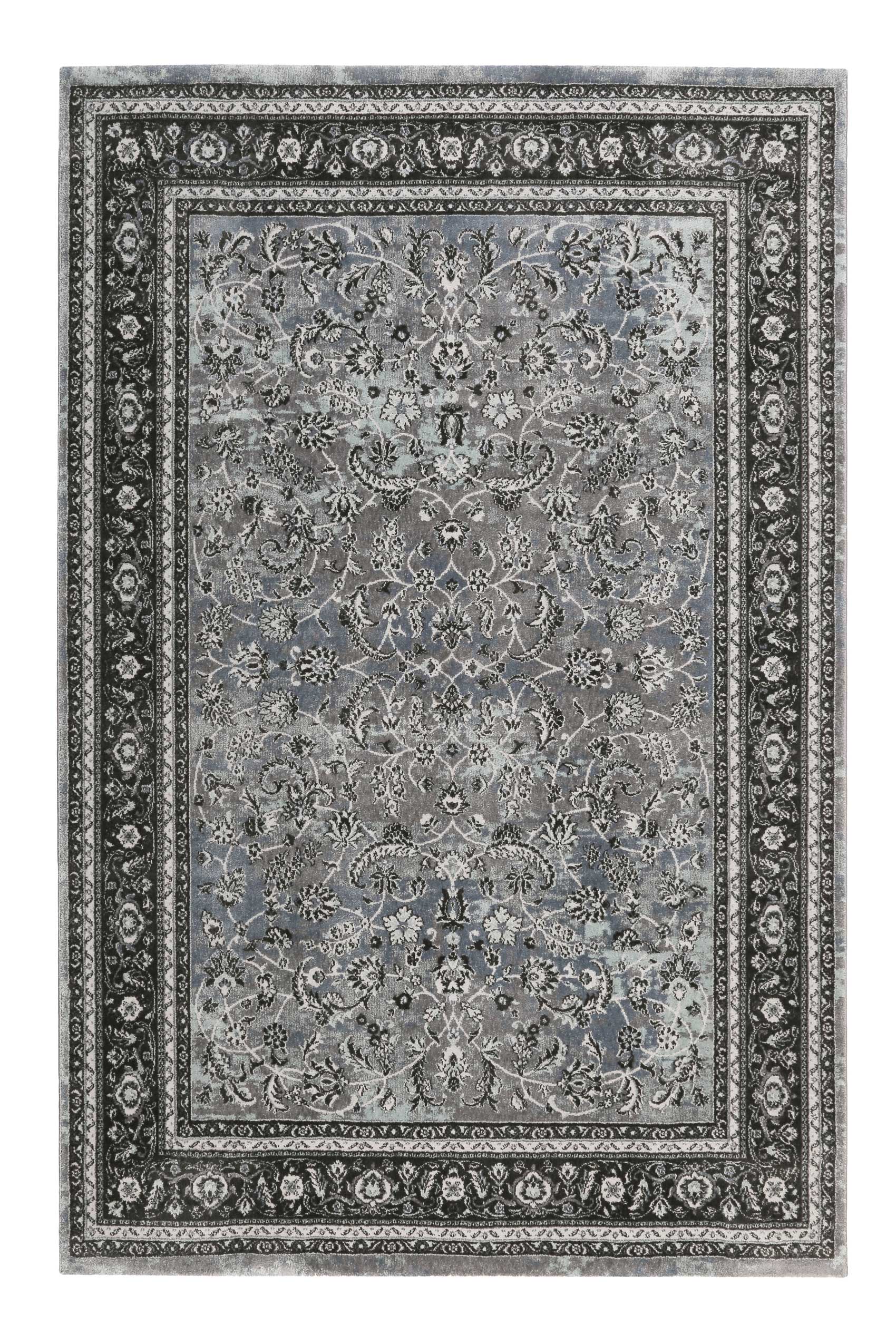 Teppich Grau Schwarz Blau Kurzflor 