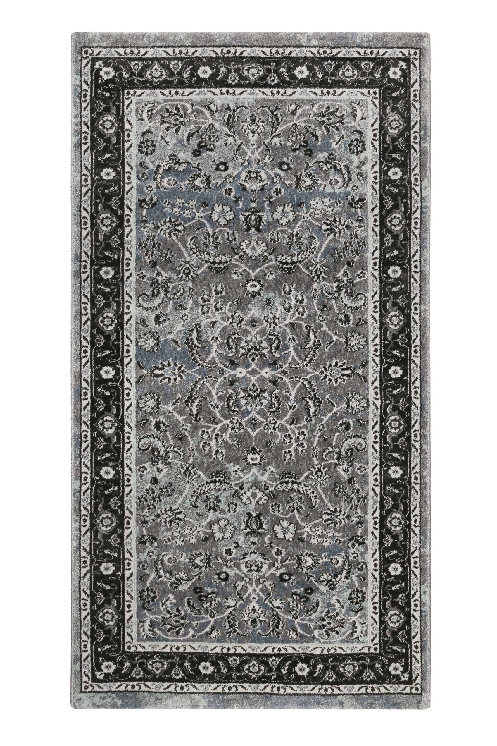 Teppich Grau Schwarz Blau Kurzflor 