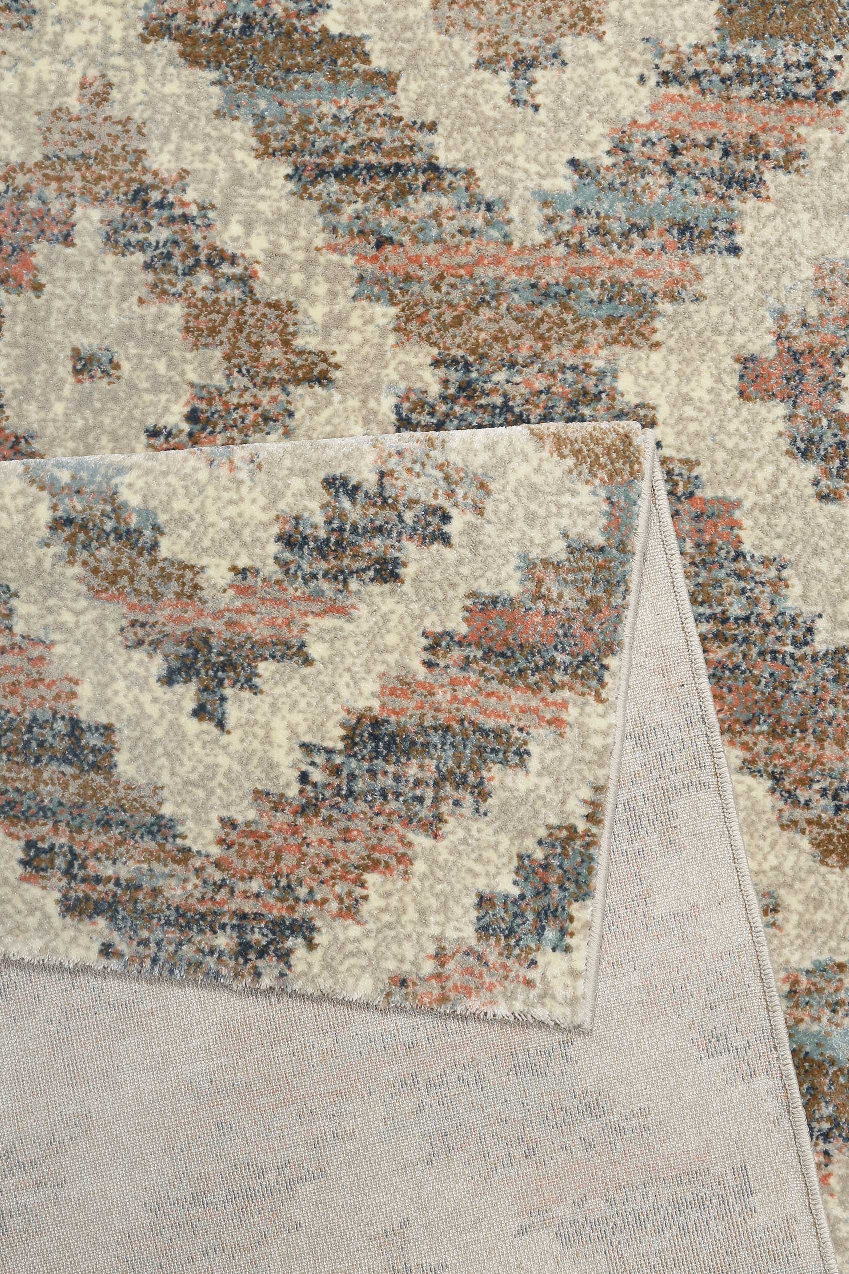 Teppich Beige Rosa Blau Kurzflor 