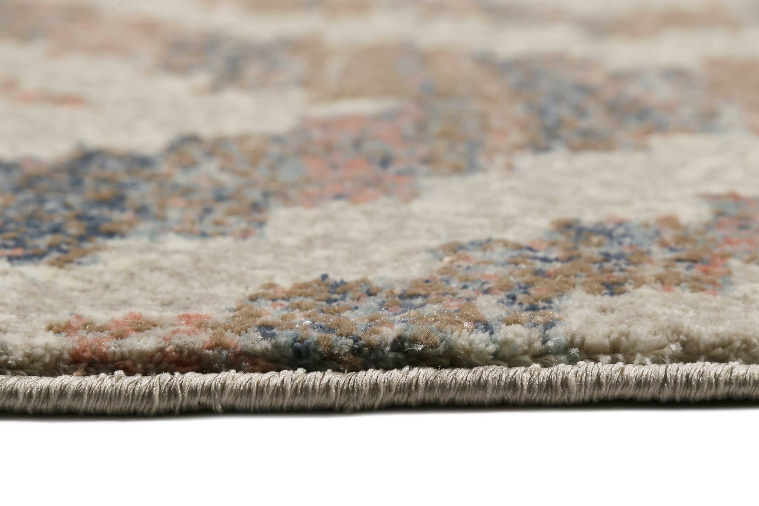 Teppich Beige Rosa Blau Kurzflor 