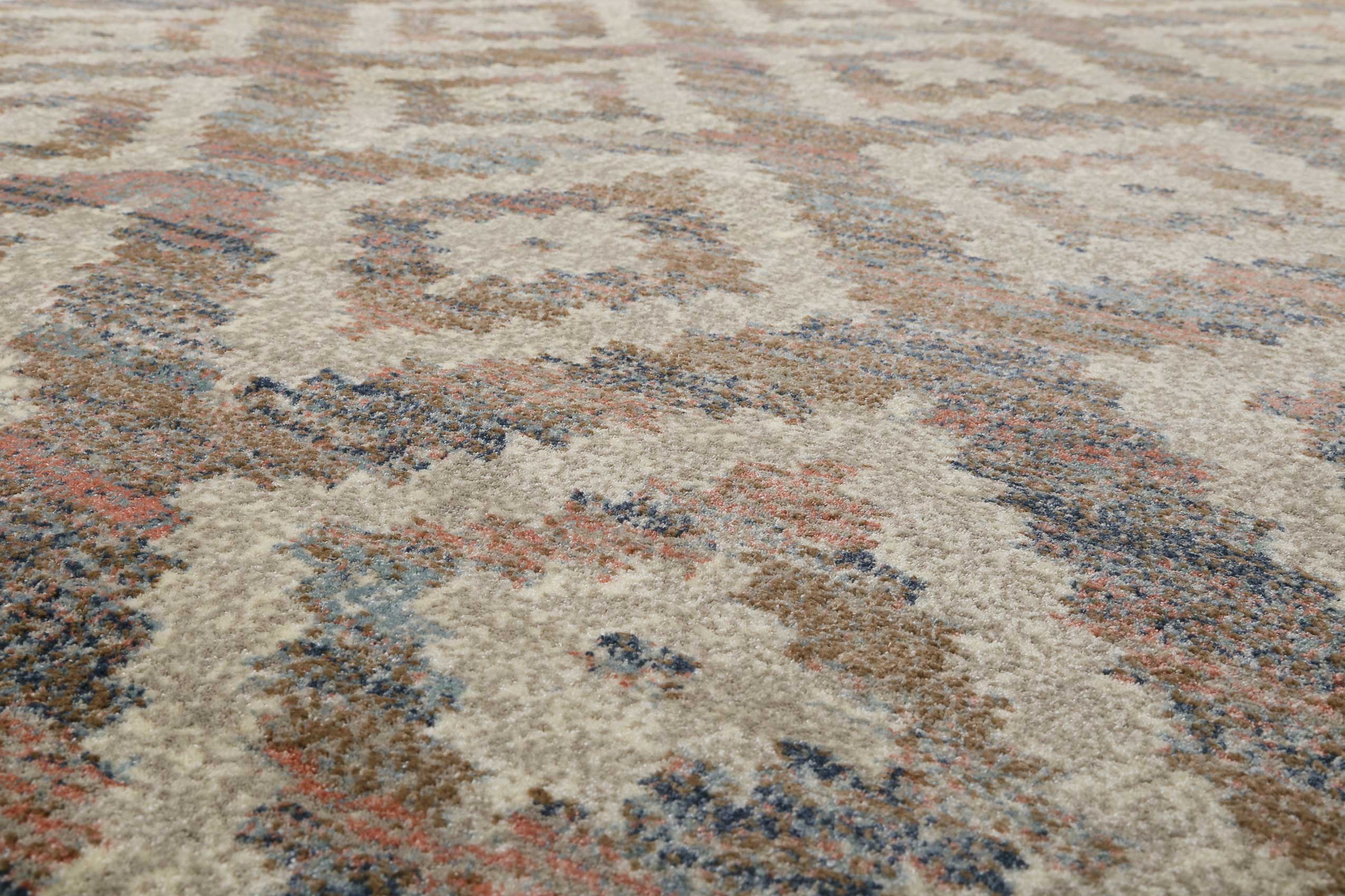 Teppich Beige Rosa Blau Kurzflor 