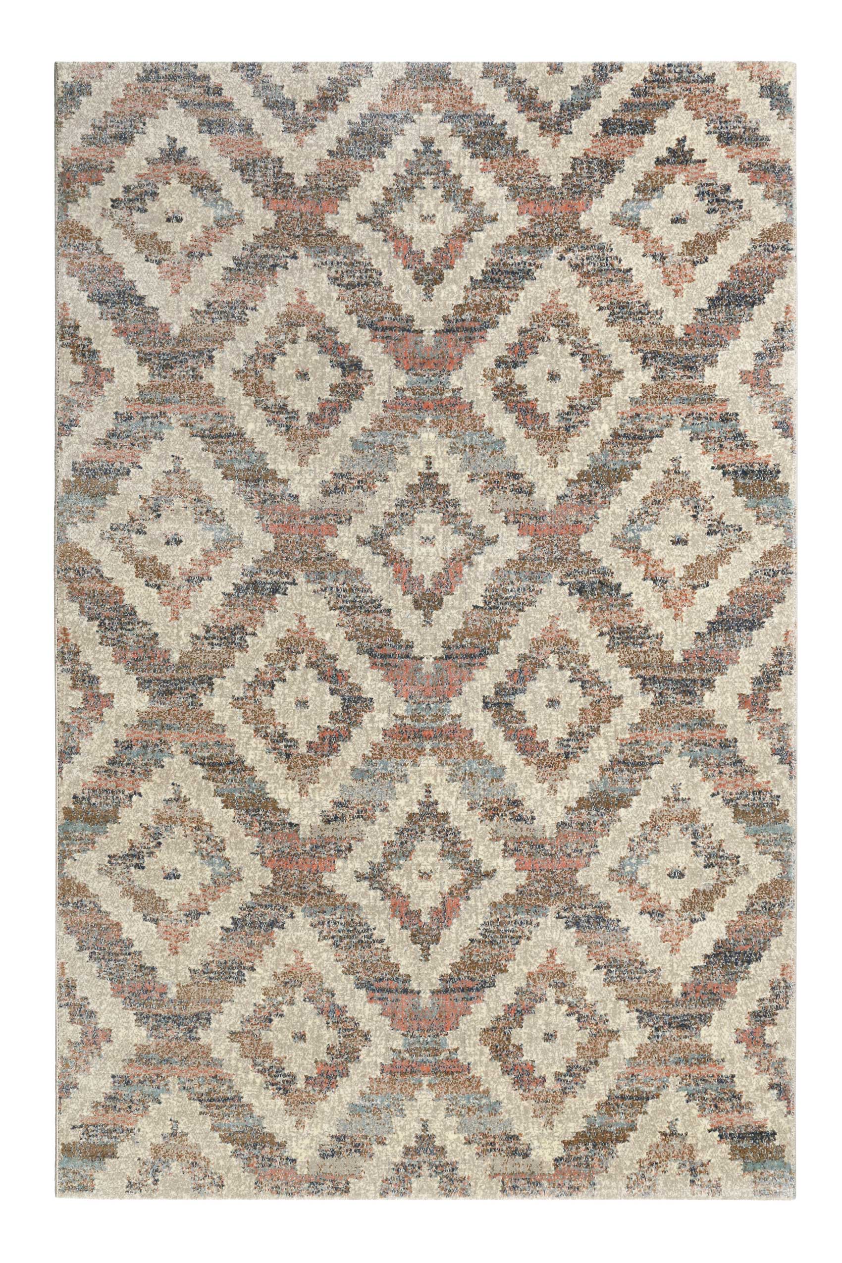 Teppich Beige Rosa Blau Kurzflor 