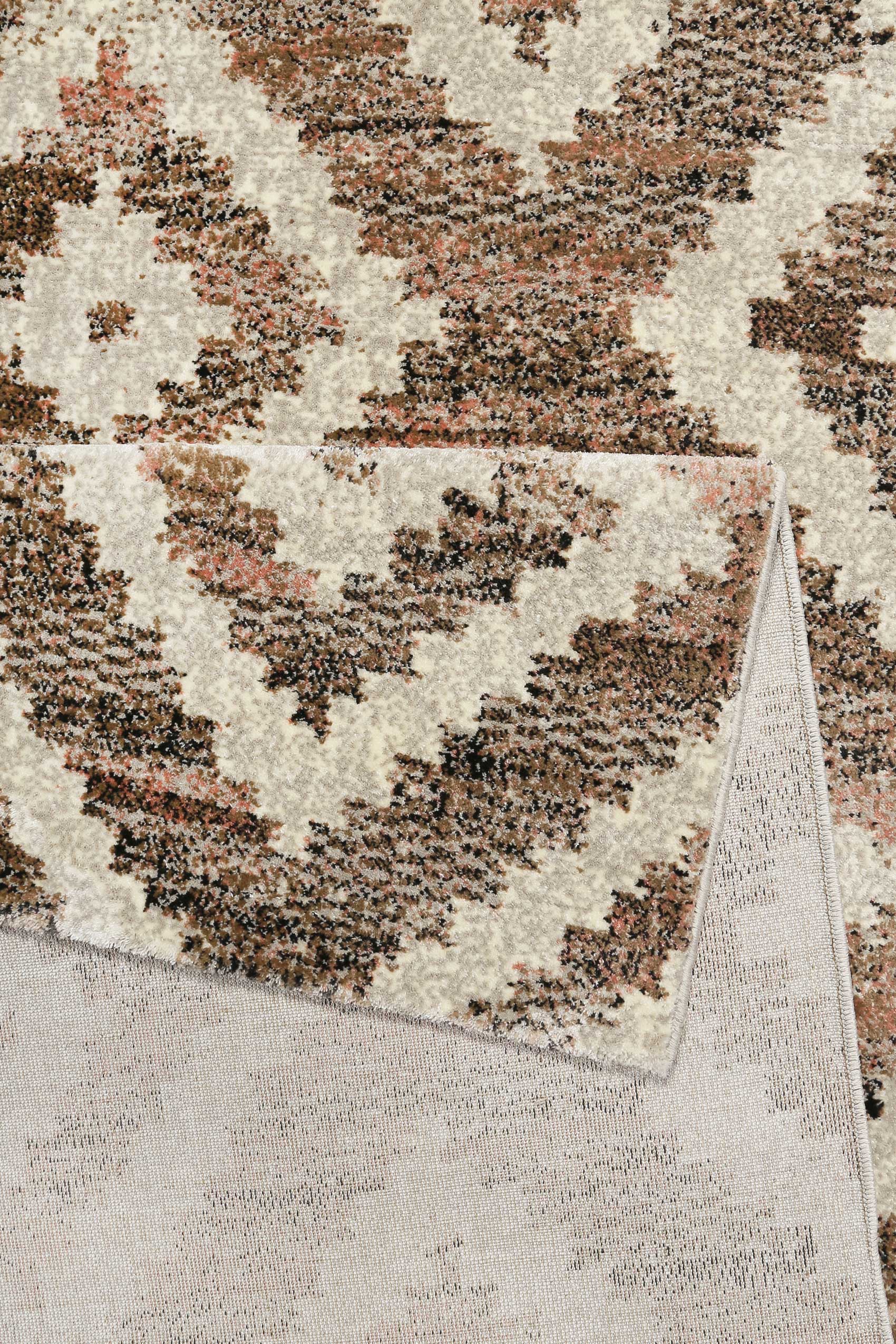 Teppich Beige Rosa Braun Kurzflor 