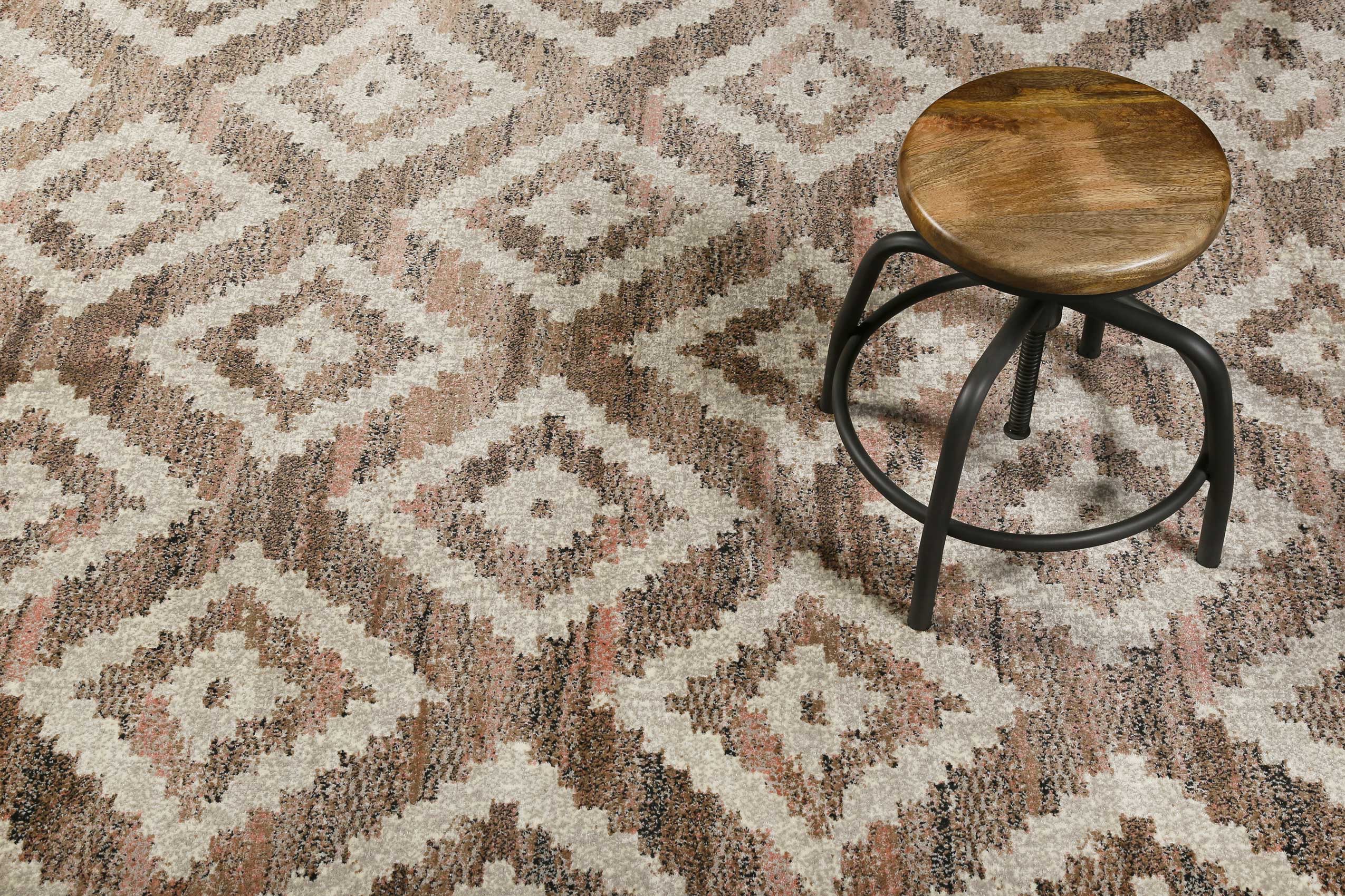Teppich Beige Rosa Braun Kurzflor 