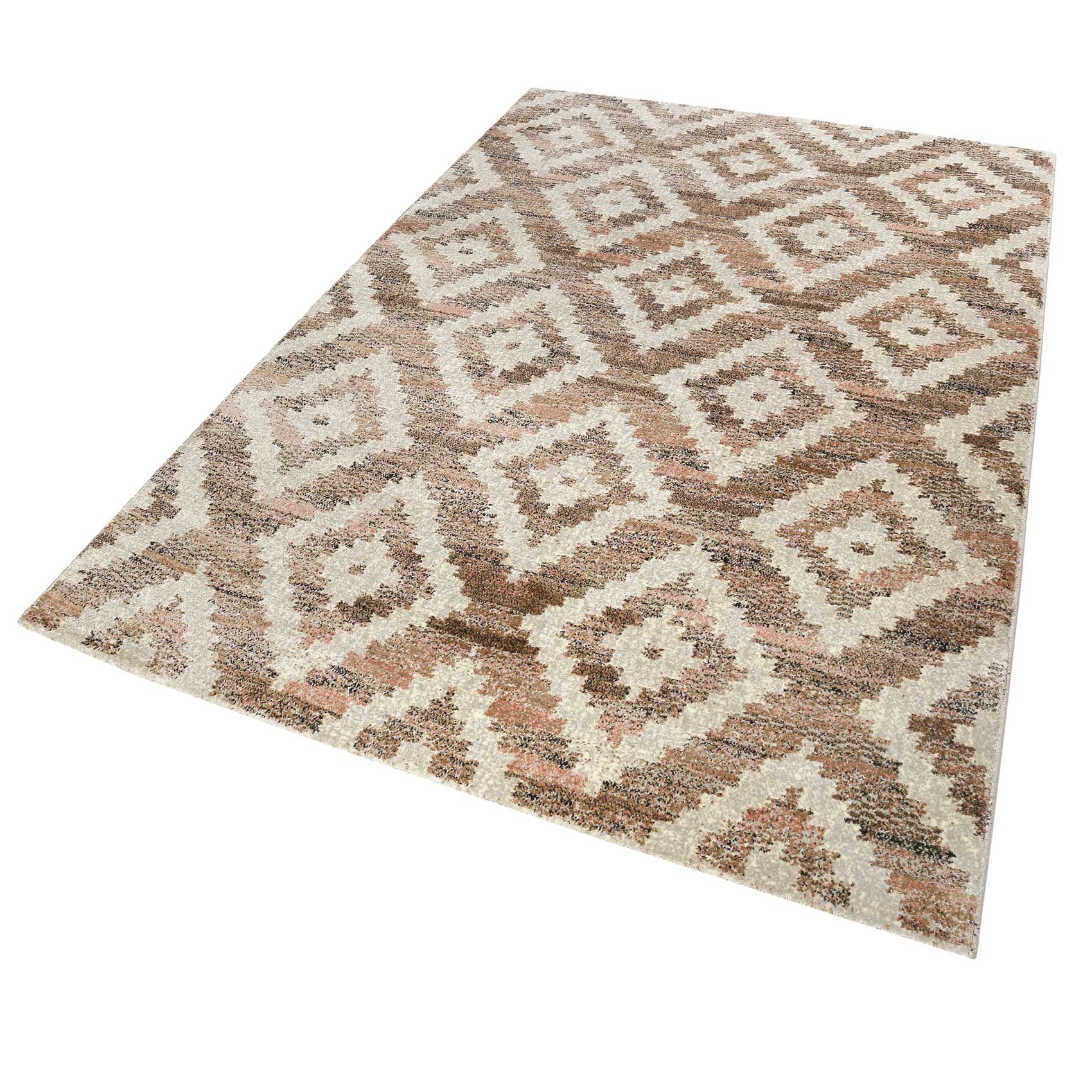 Teppich Beige Rosa Braun Kurzflor 