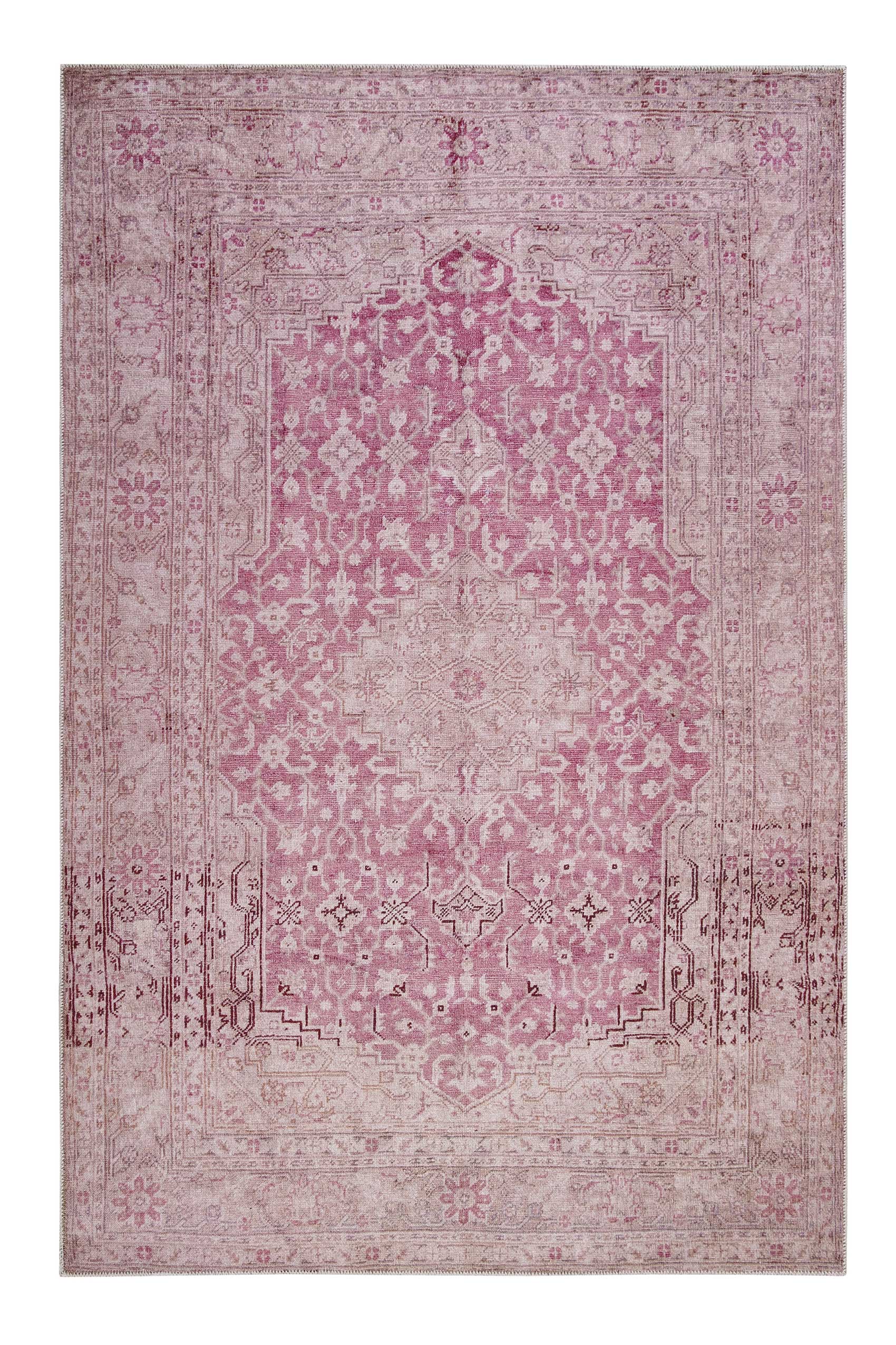 Vintage Teppich Grau Beige Rosa » Past Future « WECONhome - Ansicht 1