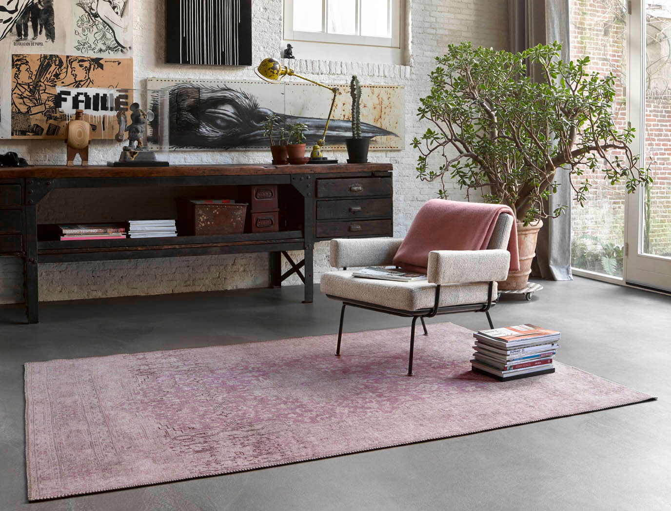 Vintage Teppich Grau Beige Rosa » Past Future « WECONhome - Ansicht 8