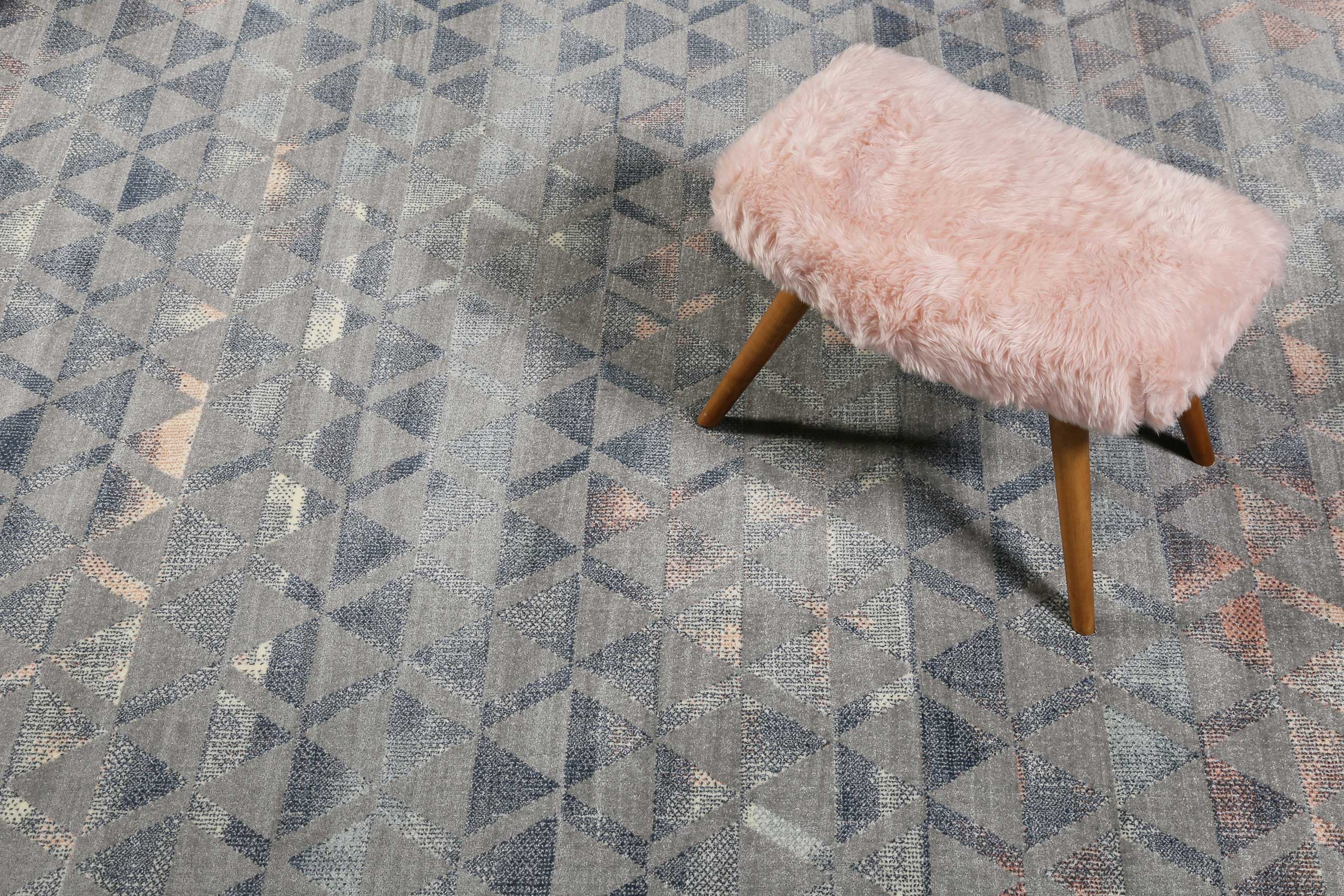 Teppich Grau Taupe Rosa Kurzflor 