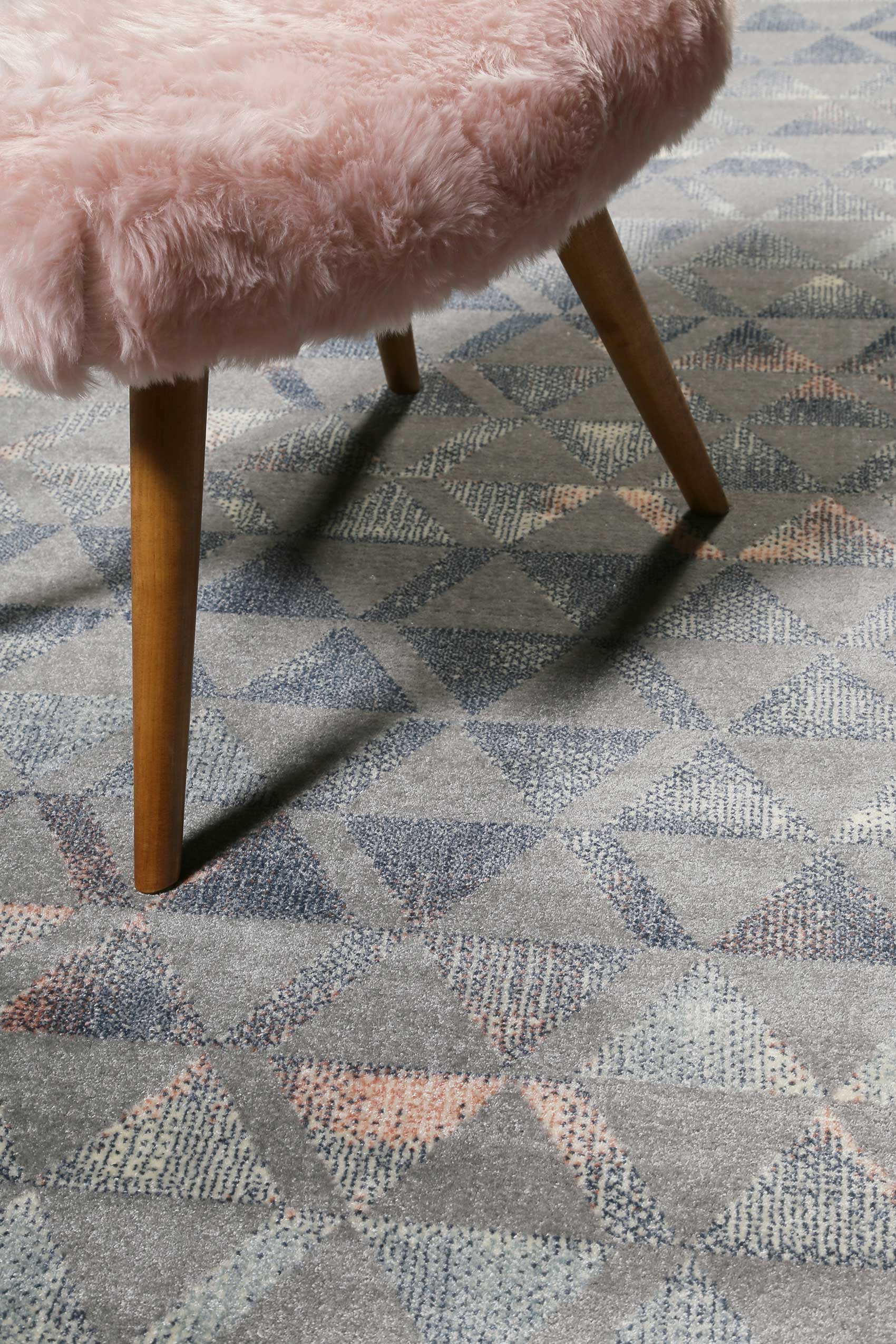 Teppich Grau Taupe Rosa Kurzflor 