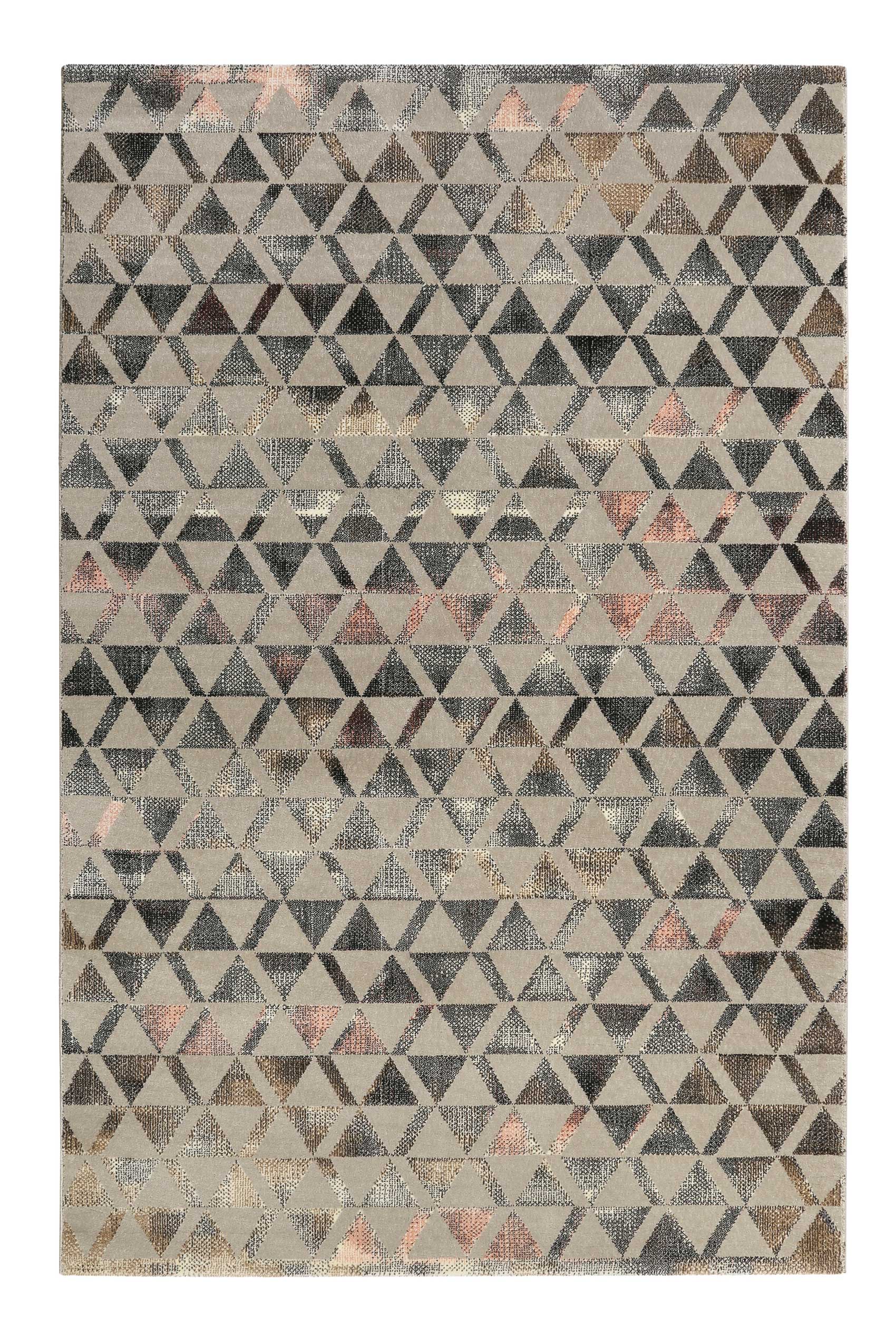 Teppich Grau Schwarz Rosa Kurzflor 