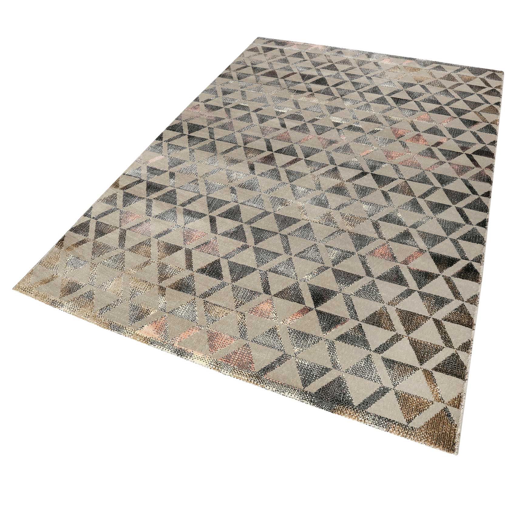 Teppich Grau Schwarz Rosa Kurzflor 