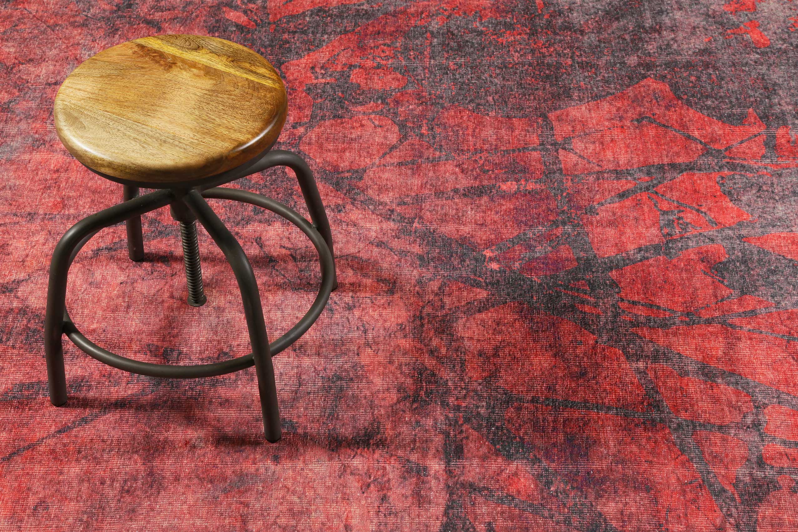 Vintage Teppich Rot Kurzflor 