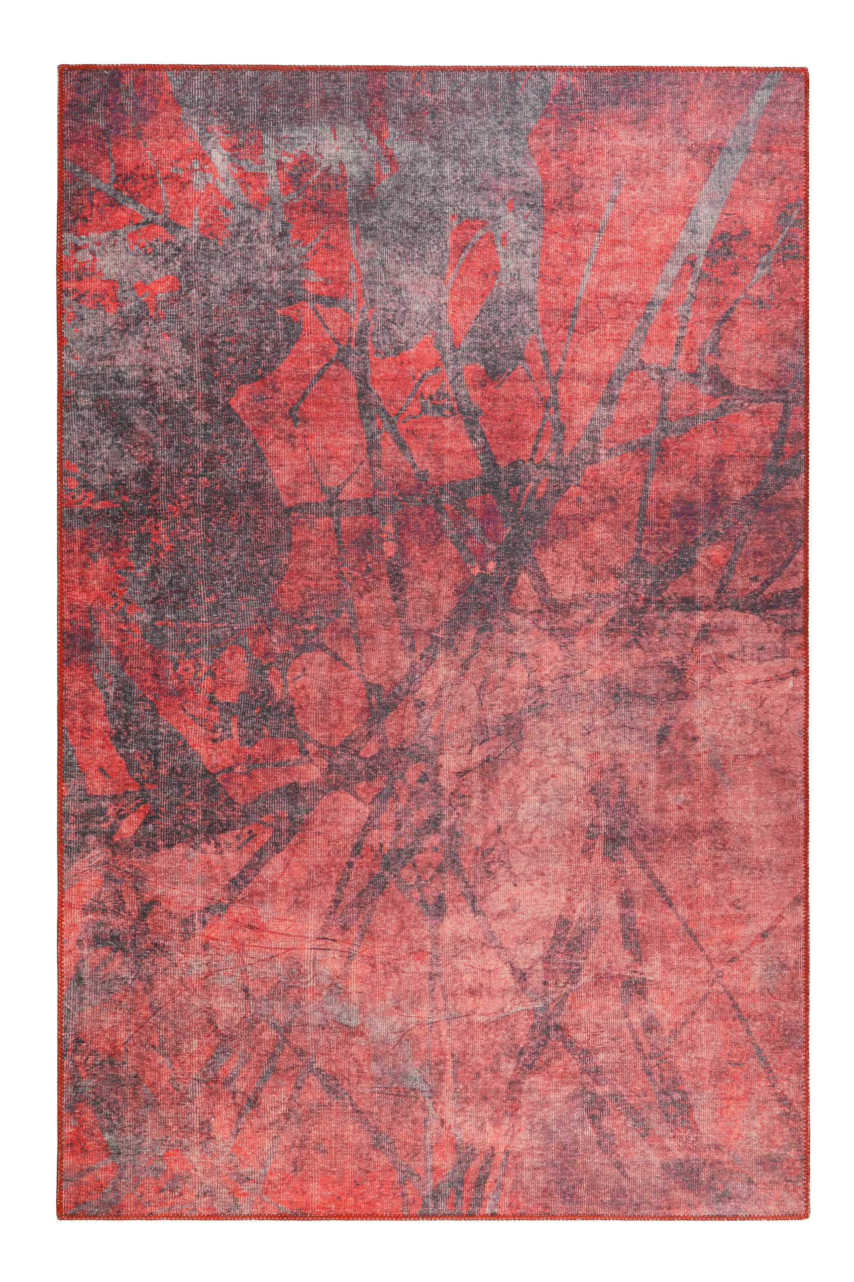Vintage Teppich Rot Kurzflor 
