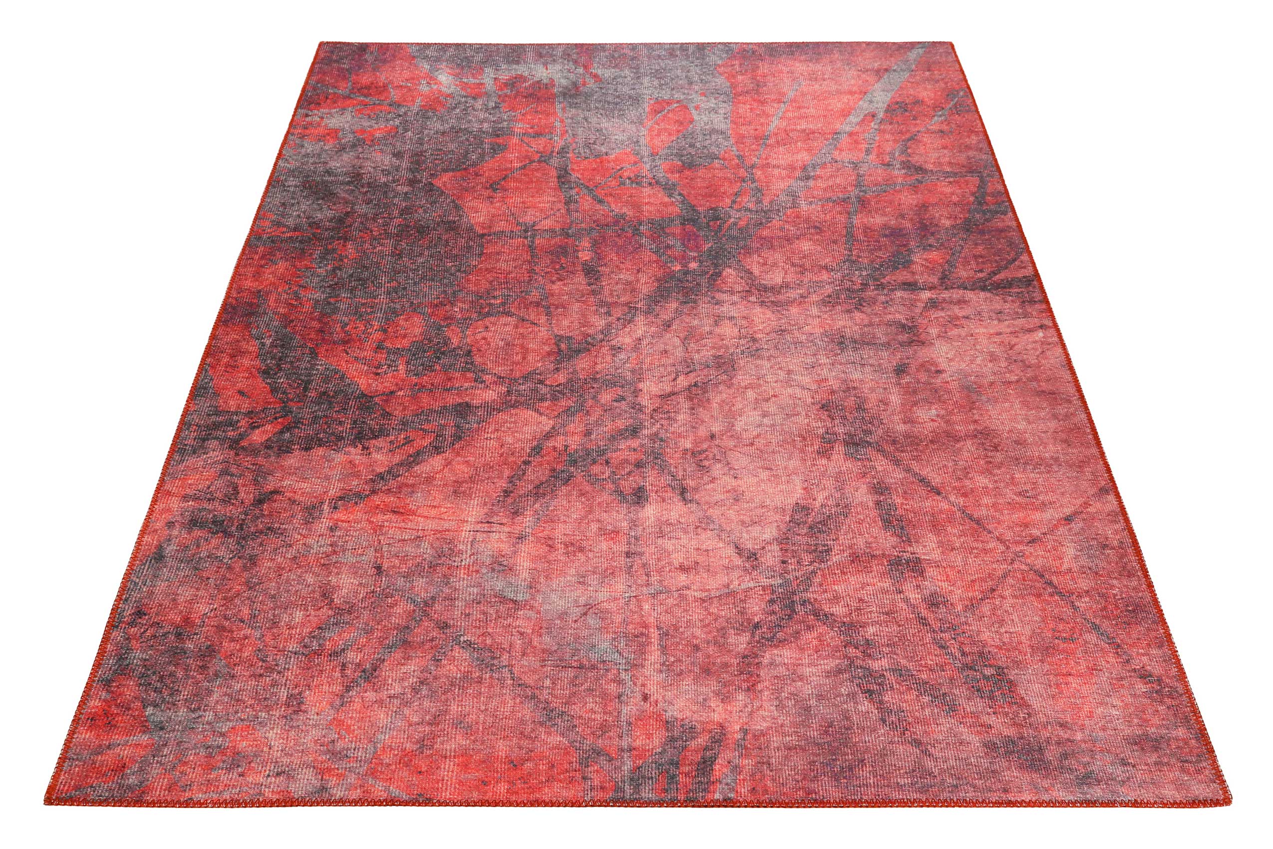Vintage Teppich Rot Kurzflor 