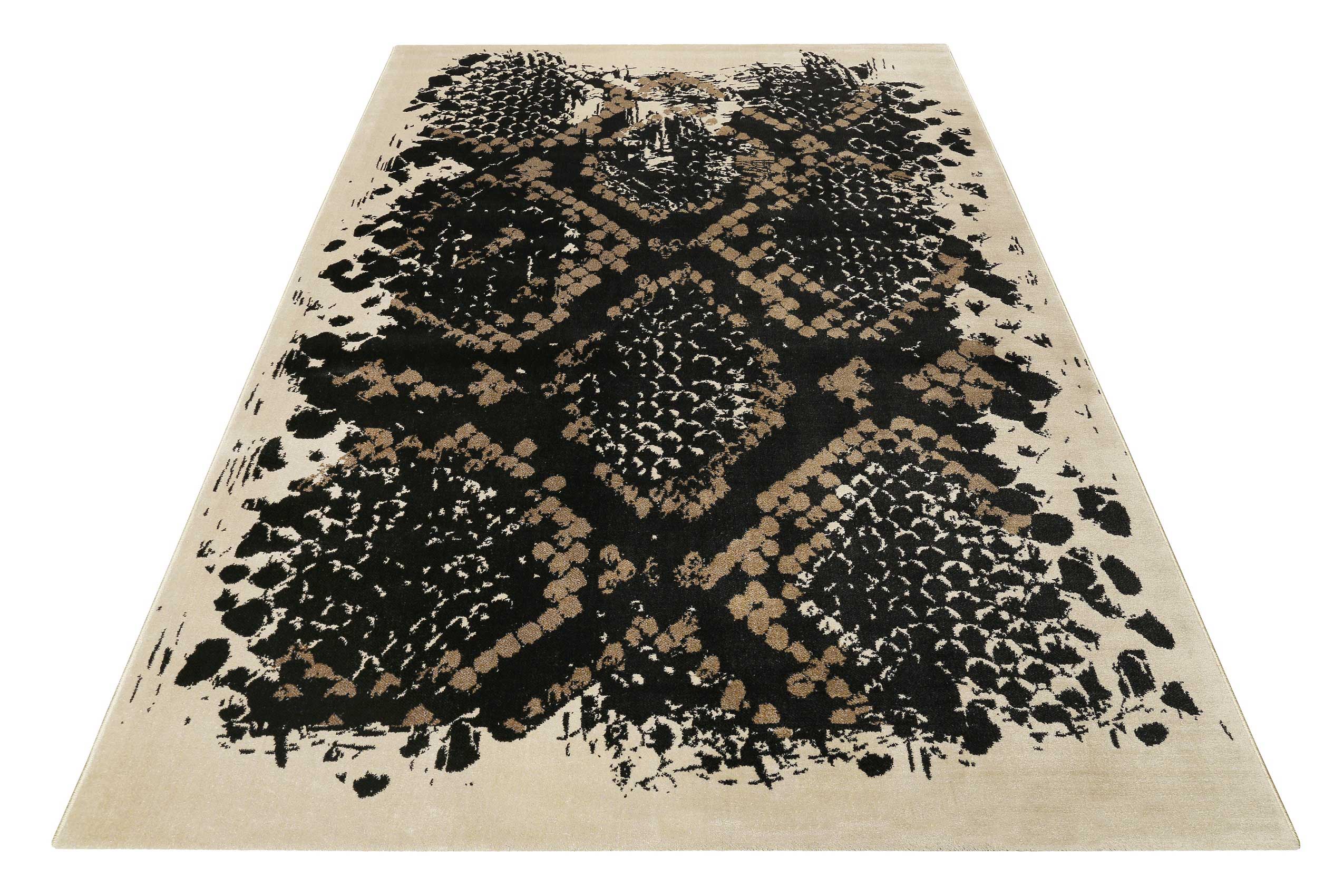Teppich Animal Print Schwarz Beige Taupe 