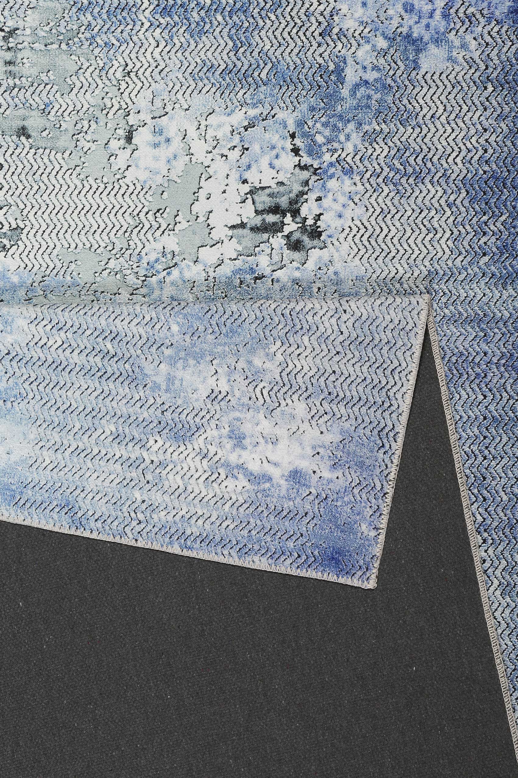 Vintage Teppich Blau Grau Kurzflor » Radiate « WECONhome - Ansicht 3