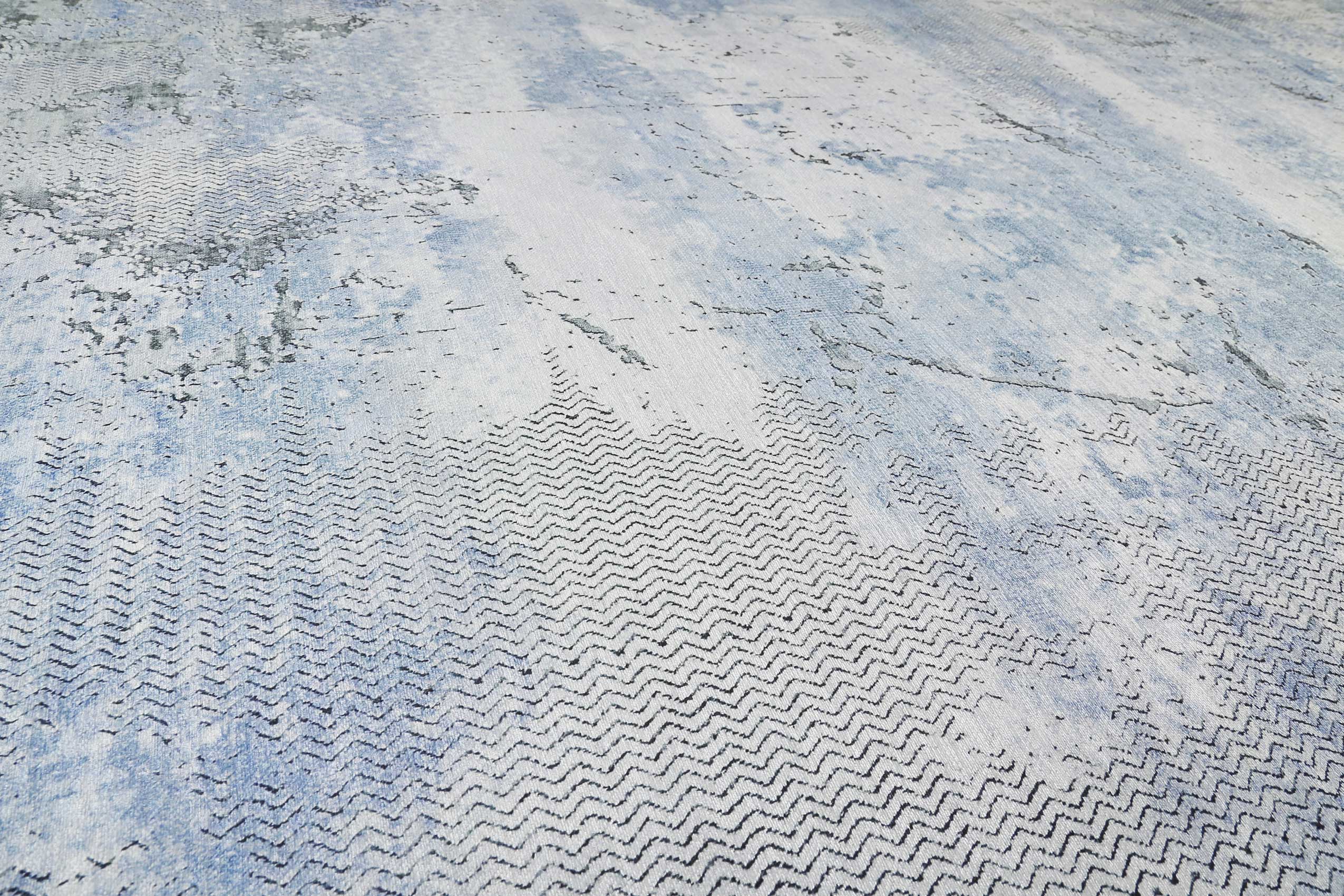 Vintage Teppich Blau Grau Kurzflor 