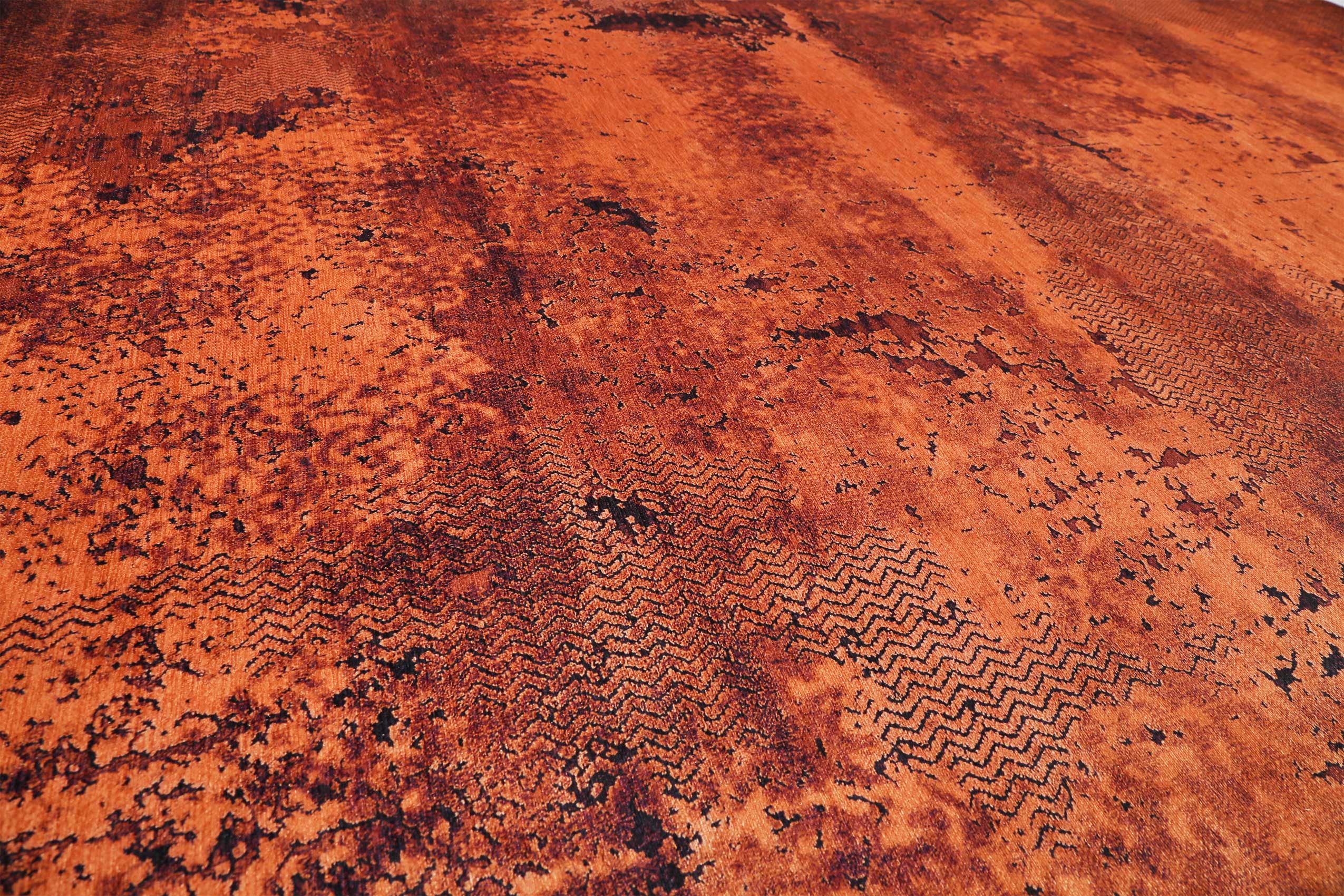 Vintage Teppich Rost Rot Kurzflor 