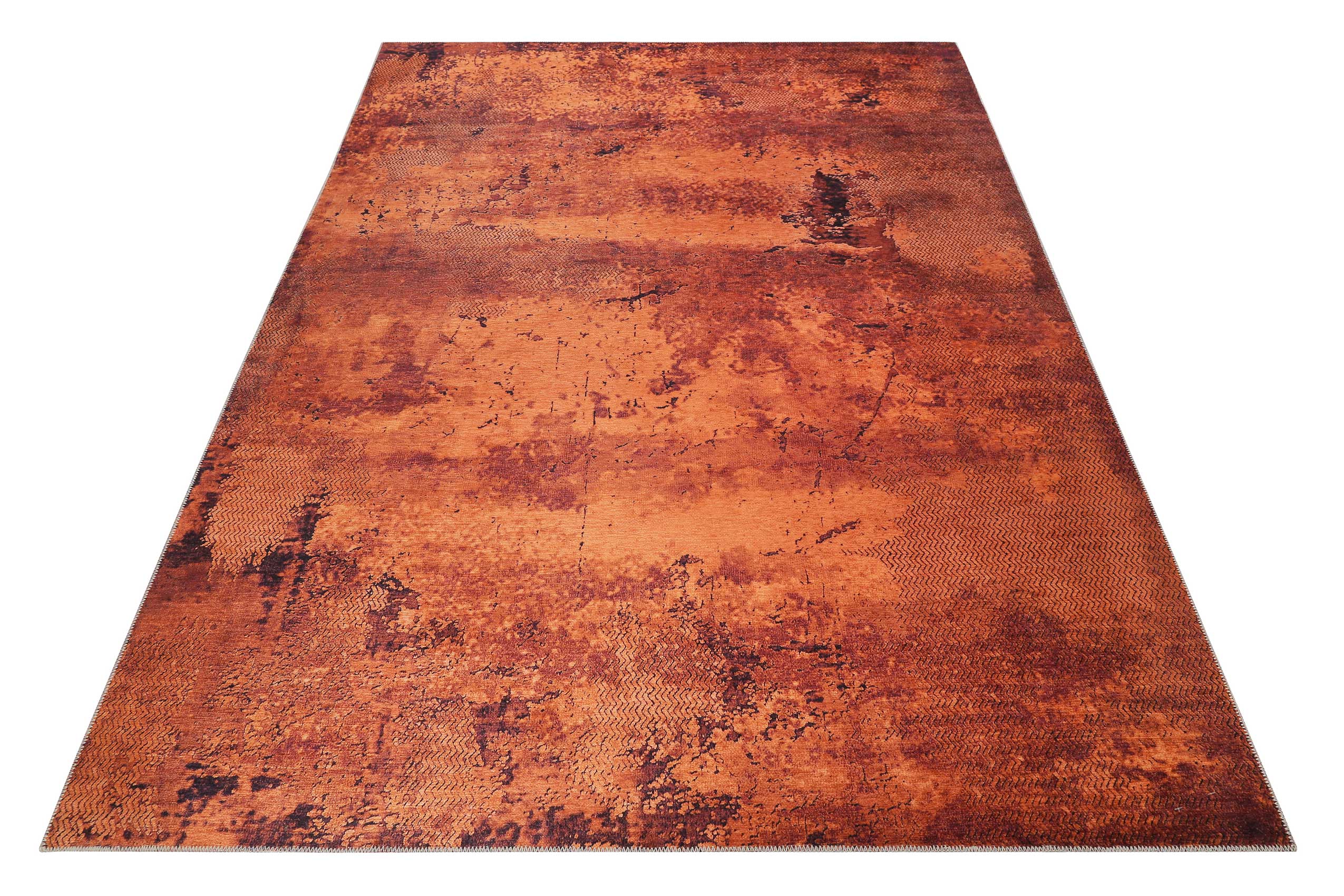 Vintage Teppich Rost Rot Kurzflor 
