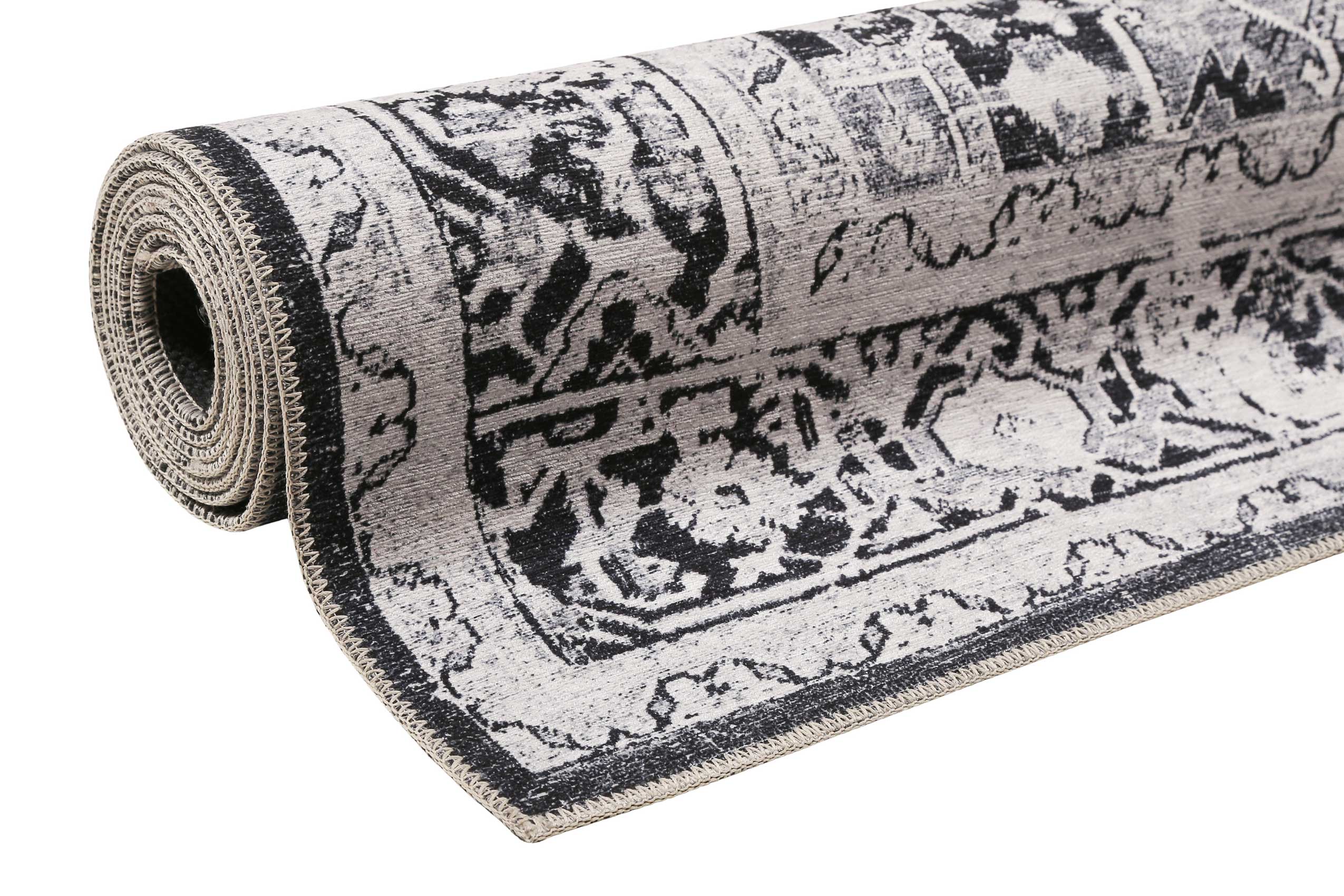 Vintage Teppich Grau Kurzflor 