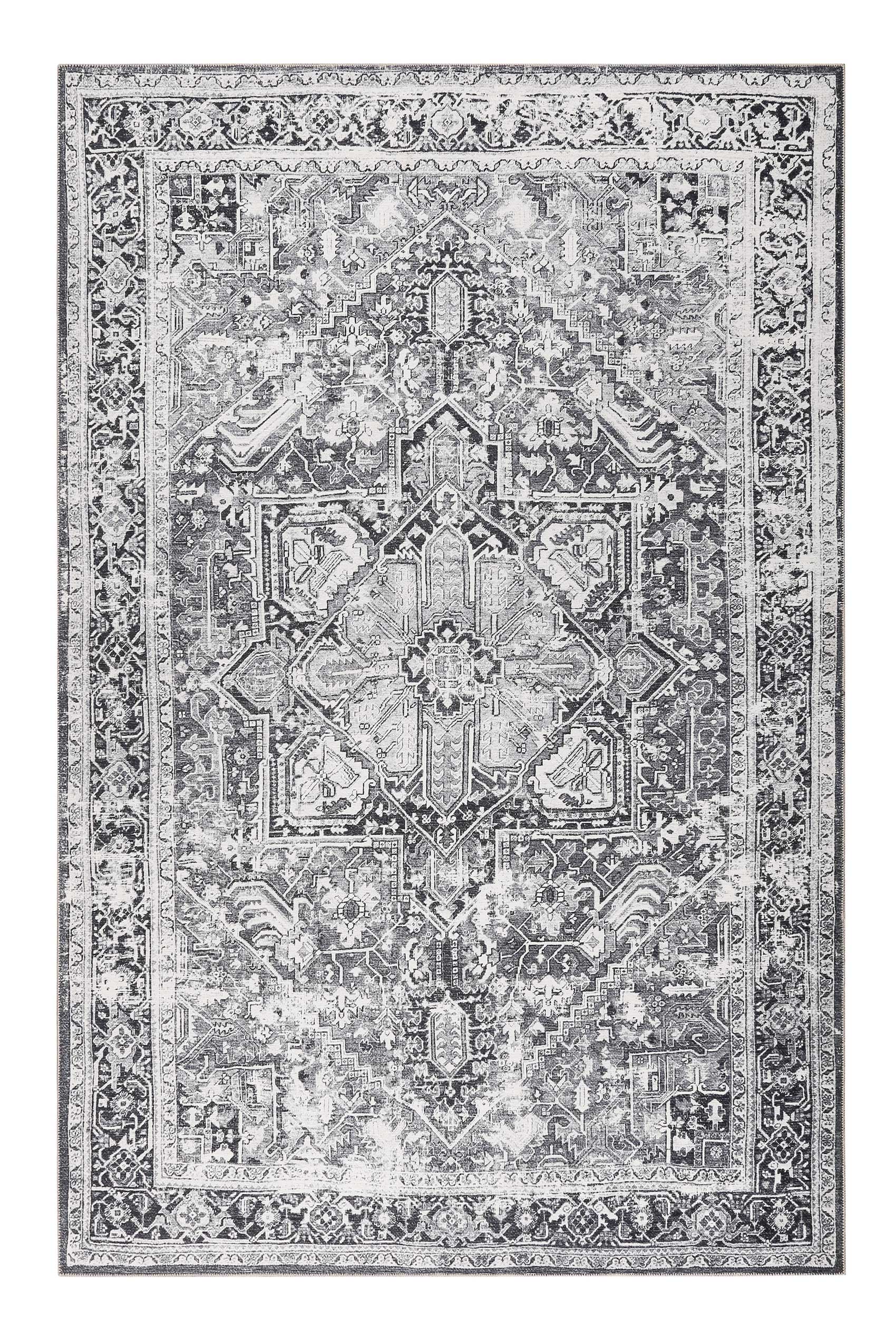 Vintage Teppich Grau Kurzflor 