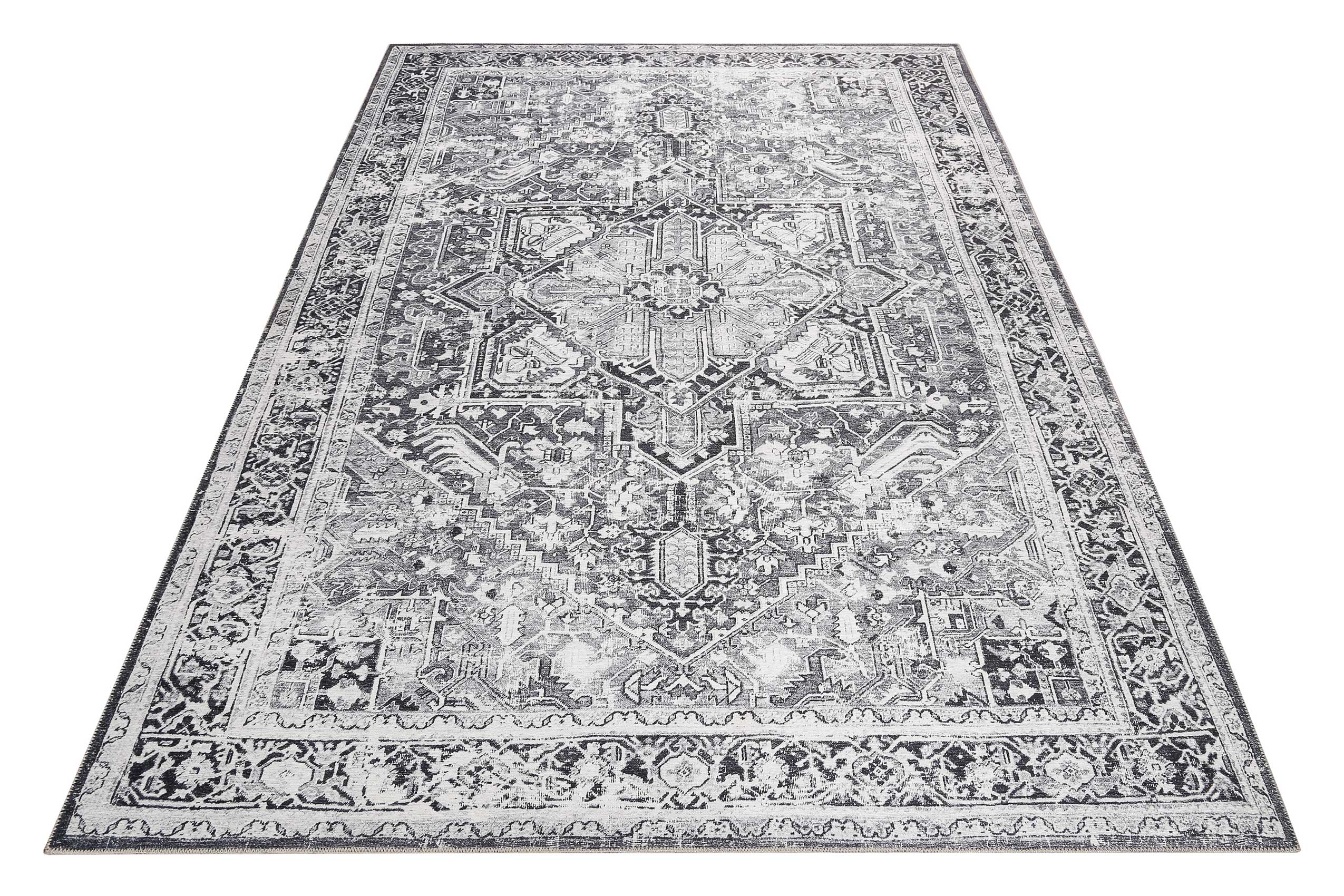 Vintage Teppich Grau Kurzflor 