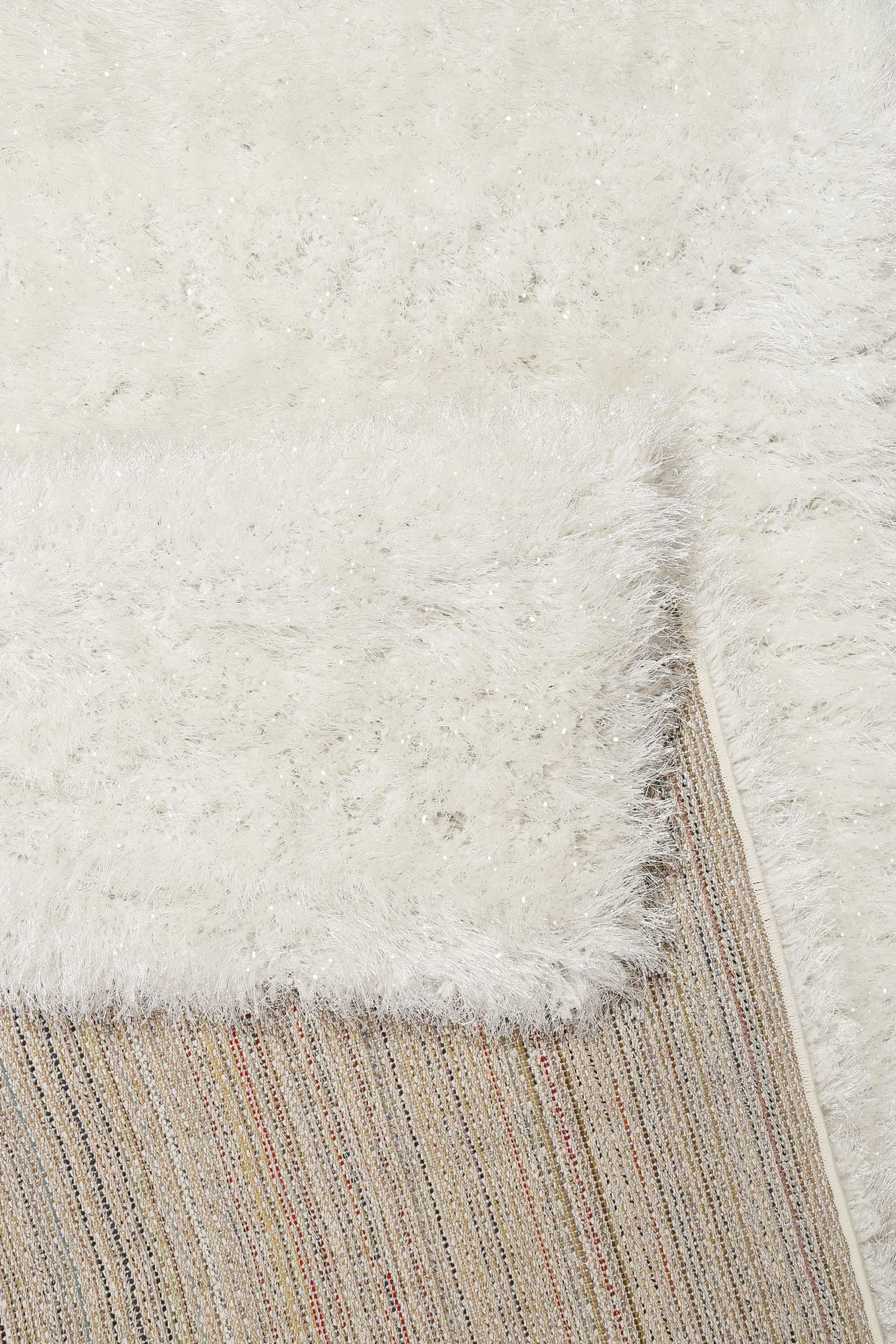 Teppich Creme Weiß glänzend Hochflor 