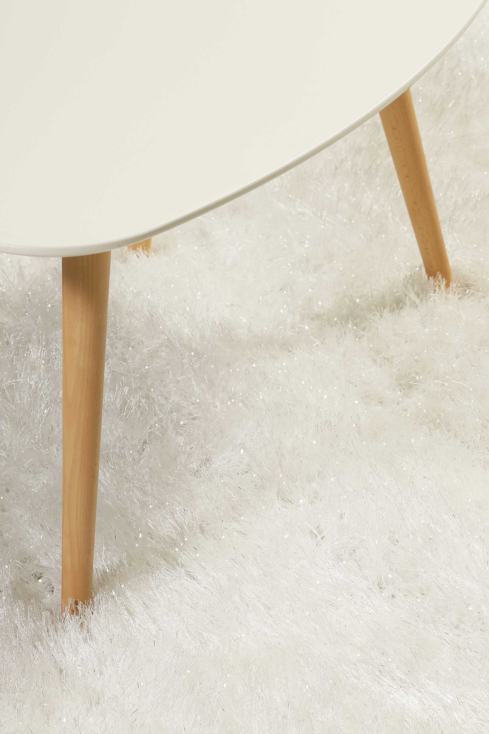 Teppich Creme Weiß glänzend Hochflor 