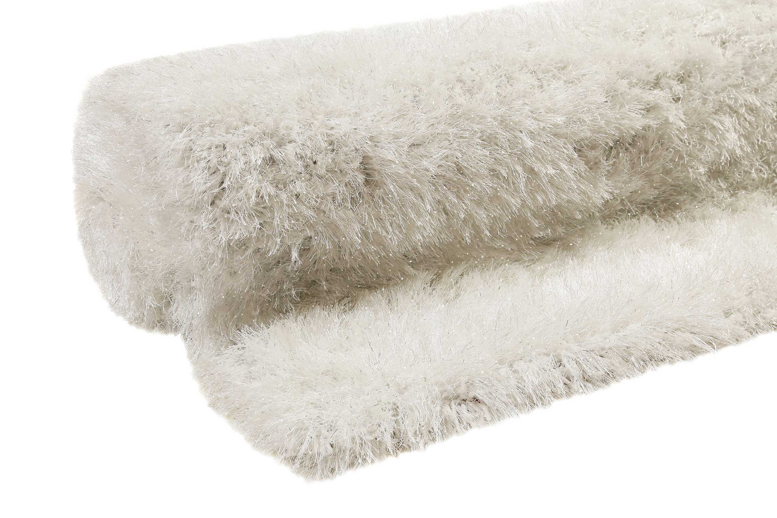 Teppich Creme Weiß glänzend Hochflor 
