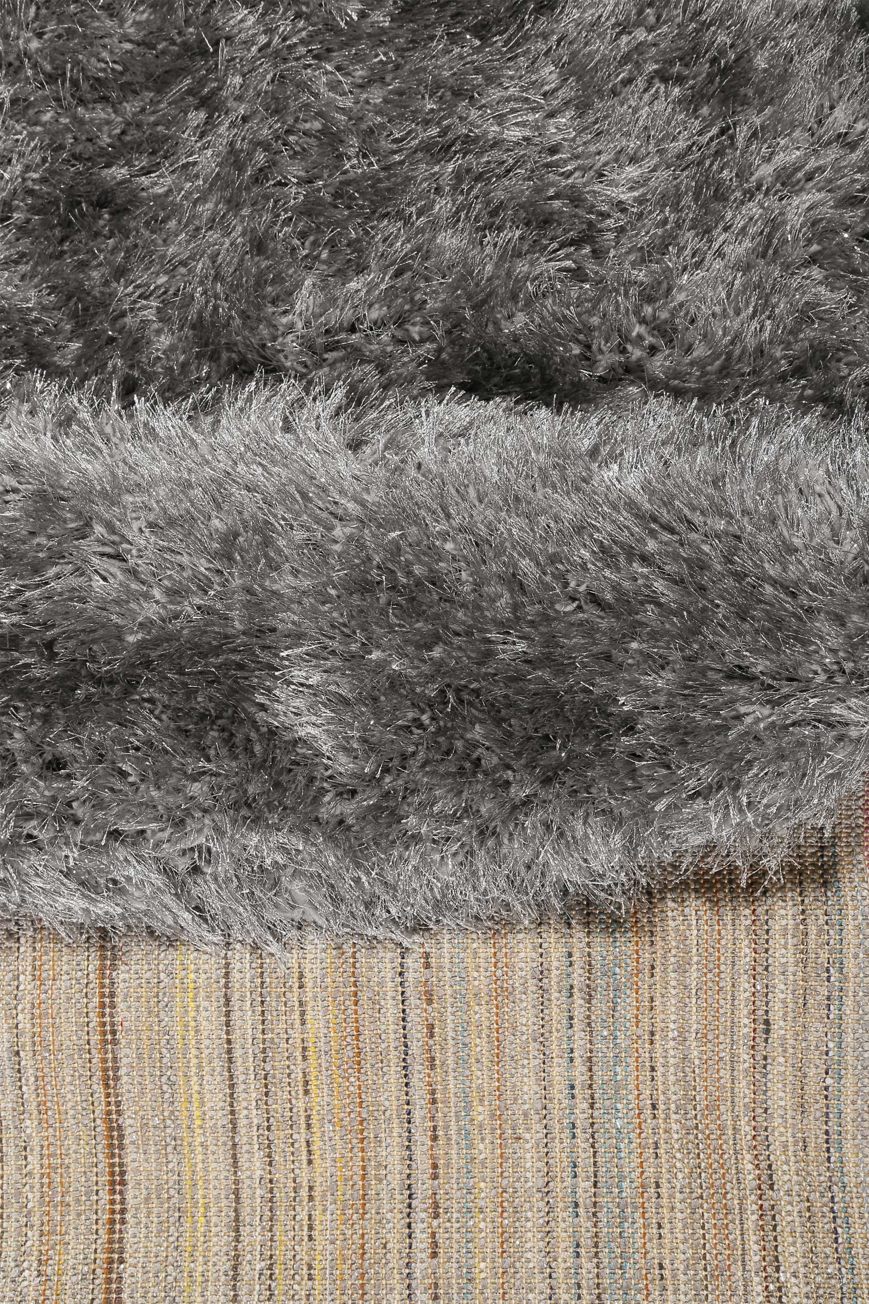 Teppich Rund Grau glänzend Hochflor » Shiny Touch « WECONhome - Ansicht 3