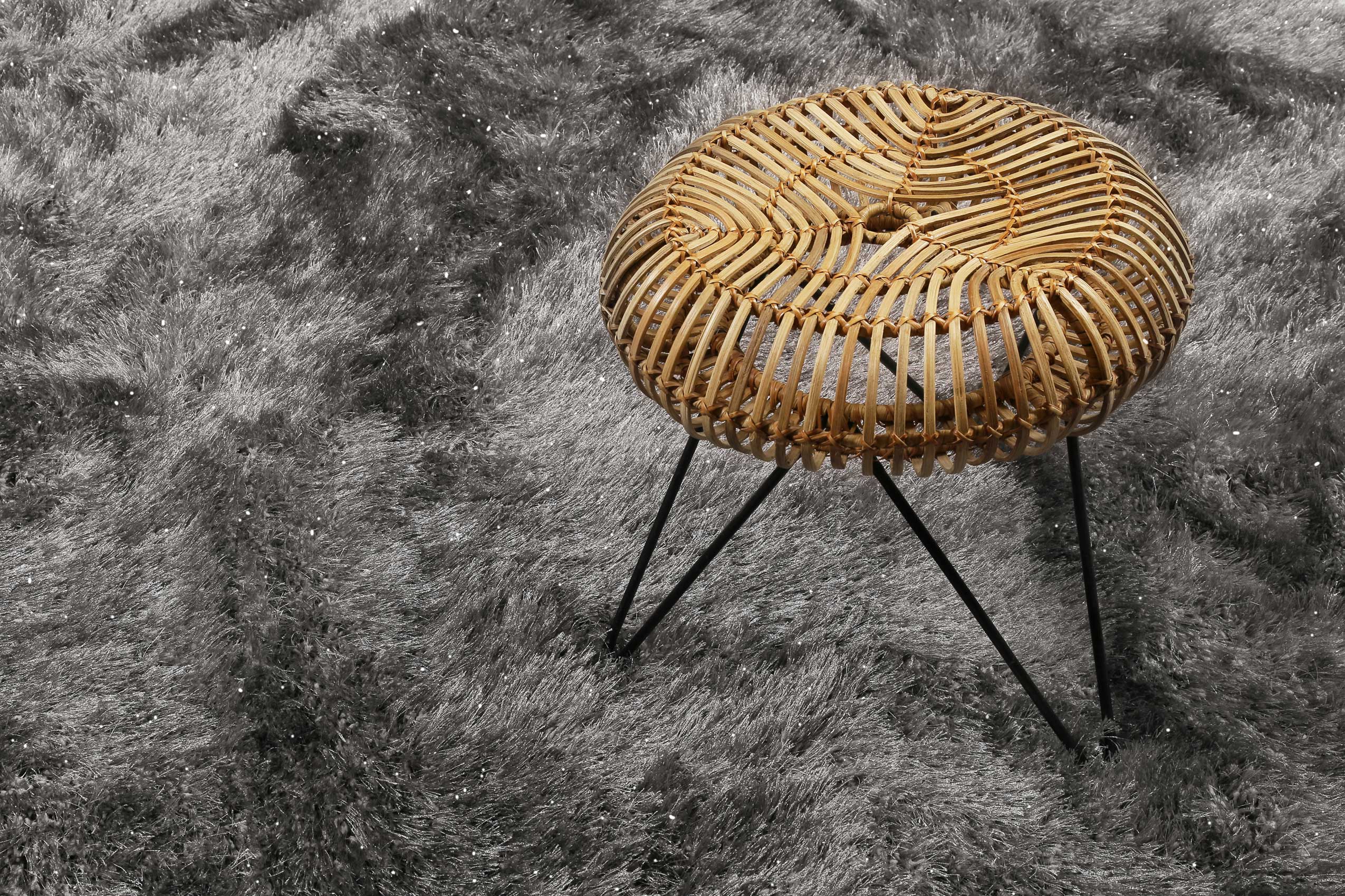 Teppich Rund Grau glänzend Hochflor » Shiny Touch « WECONhome - Ansicht 6