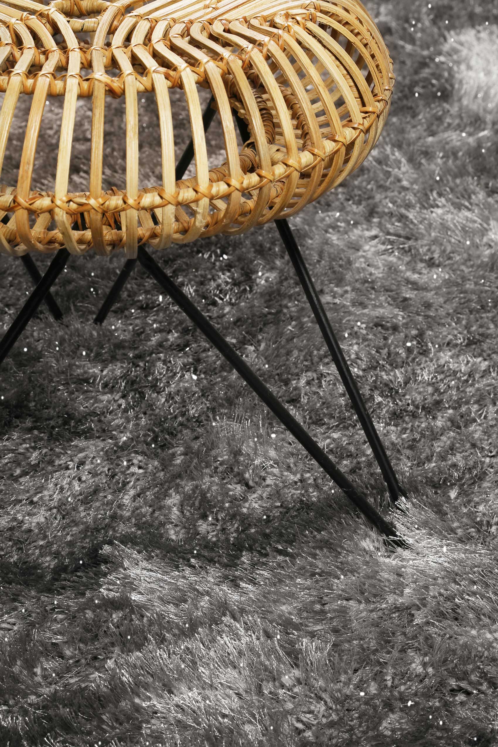 Teppich Rund Grau glänzend Hochflor » Shiny Touch « WECONhome - Ansicht 7