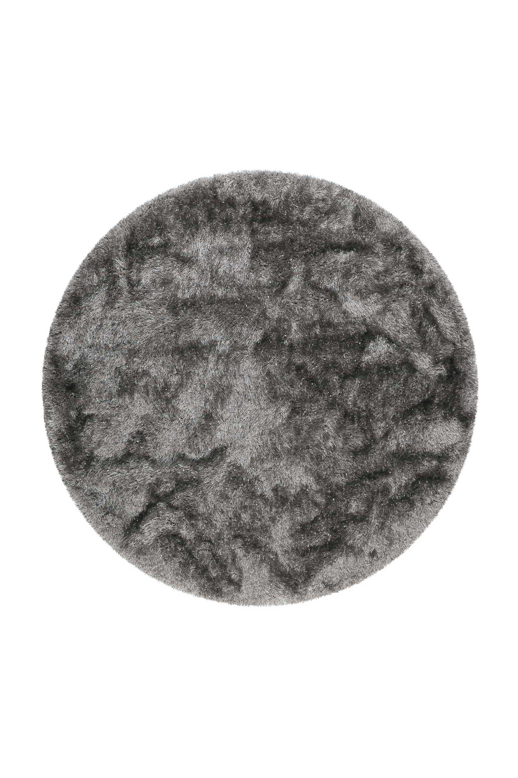 Teppich Rund Grau glänzend Hochflor » Shiny Touch « WECONhome - Ansicht 1