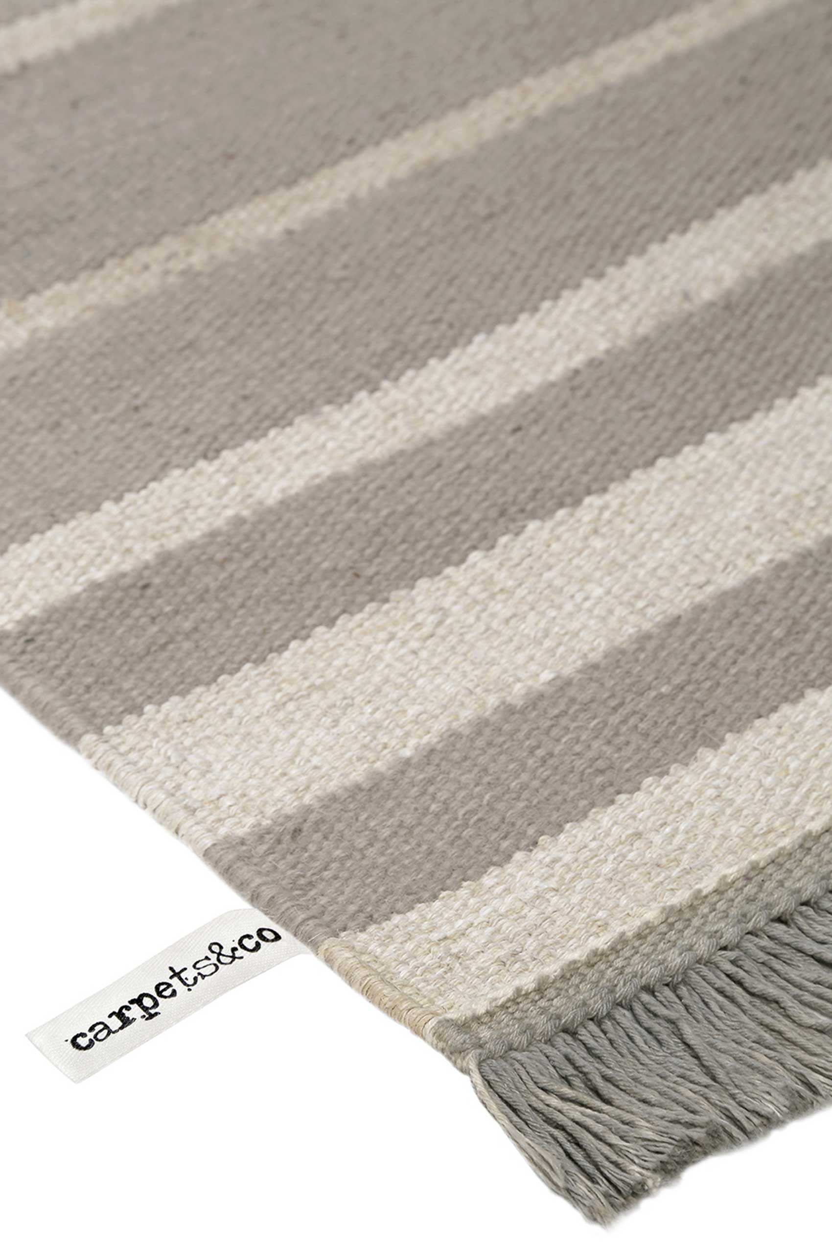 Kelim Teppich Taupe Beige aus Naturfasern 