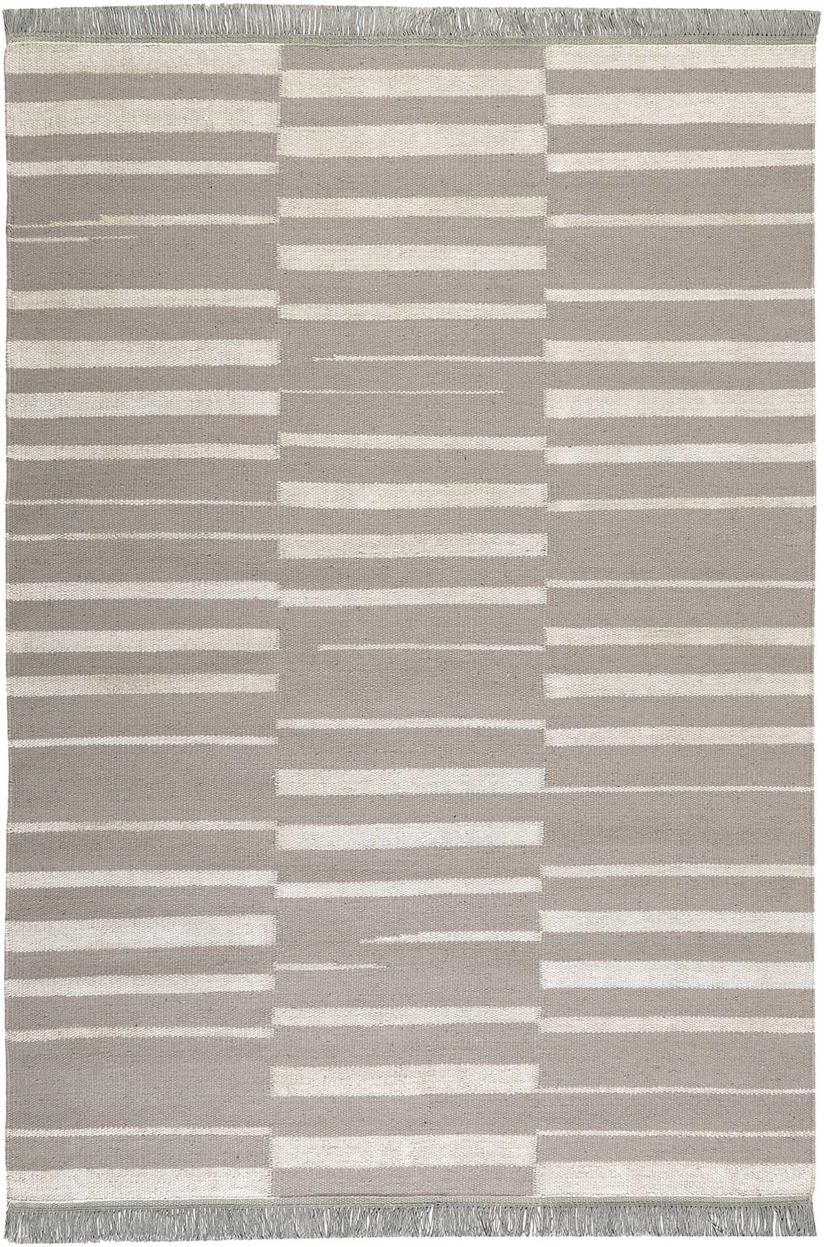 Kelim Teppich Taupe Beige aus Naturfasern 