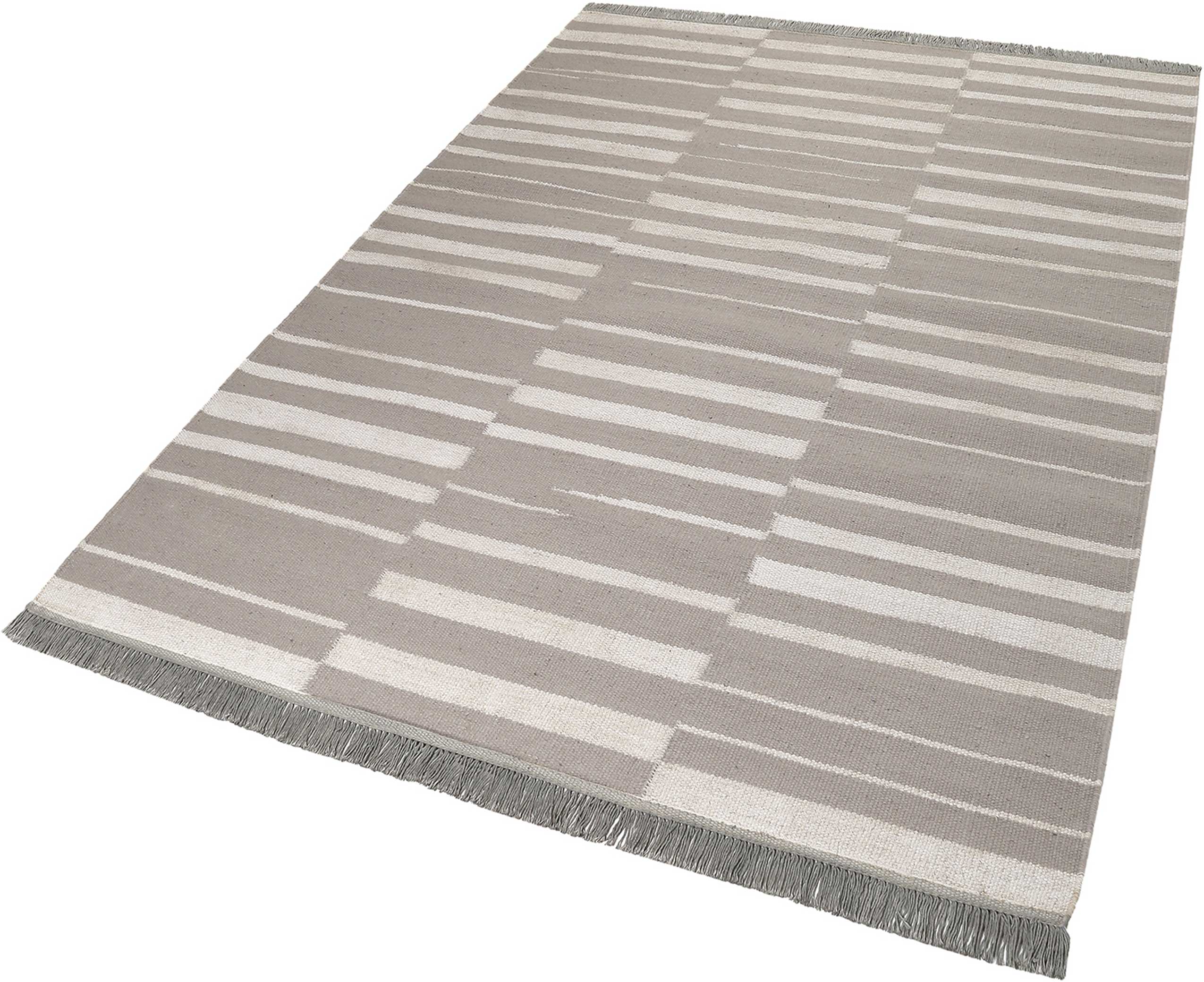 Kelim Teppich Taupe Beige aus Naturfasern 