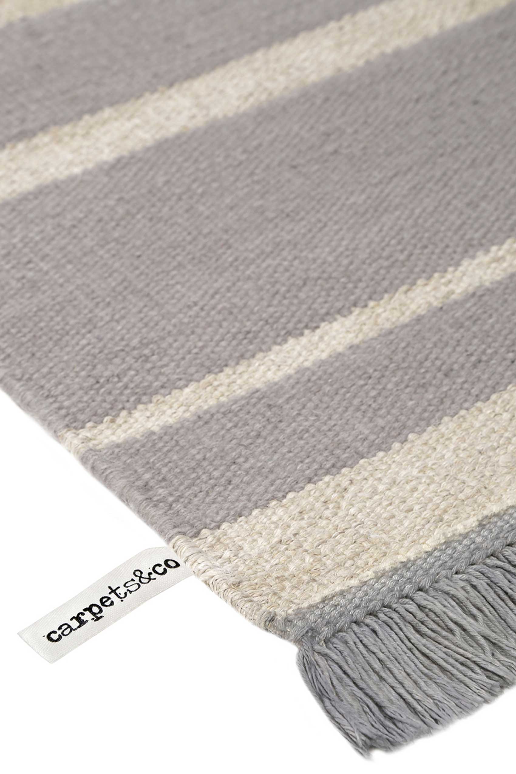 Kelim Teppich Grau Beige aus Naturfasern 