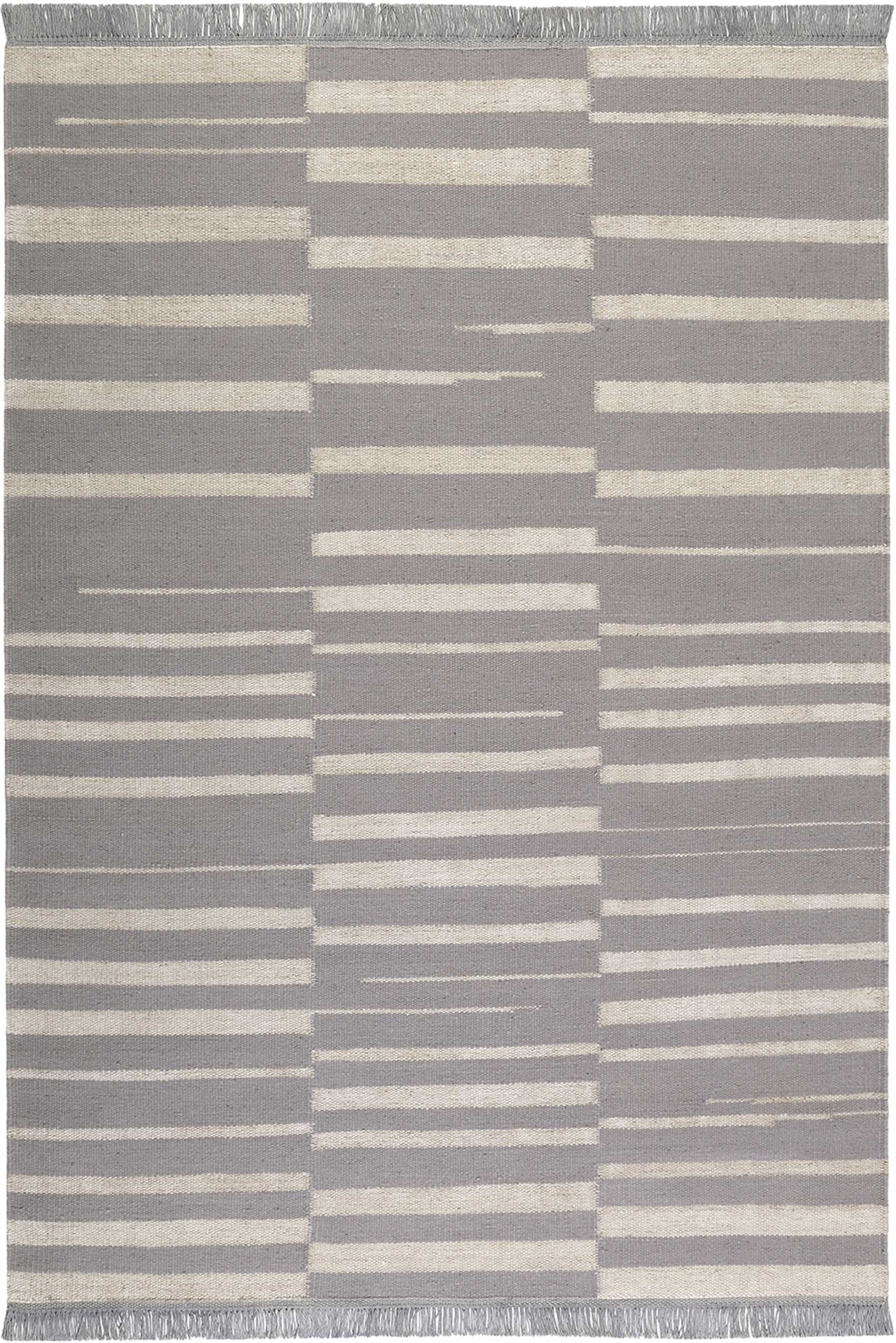 Kelim Teppich Grau Beige aus Naturfasern 