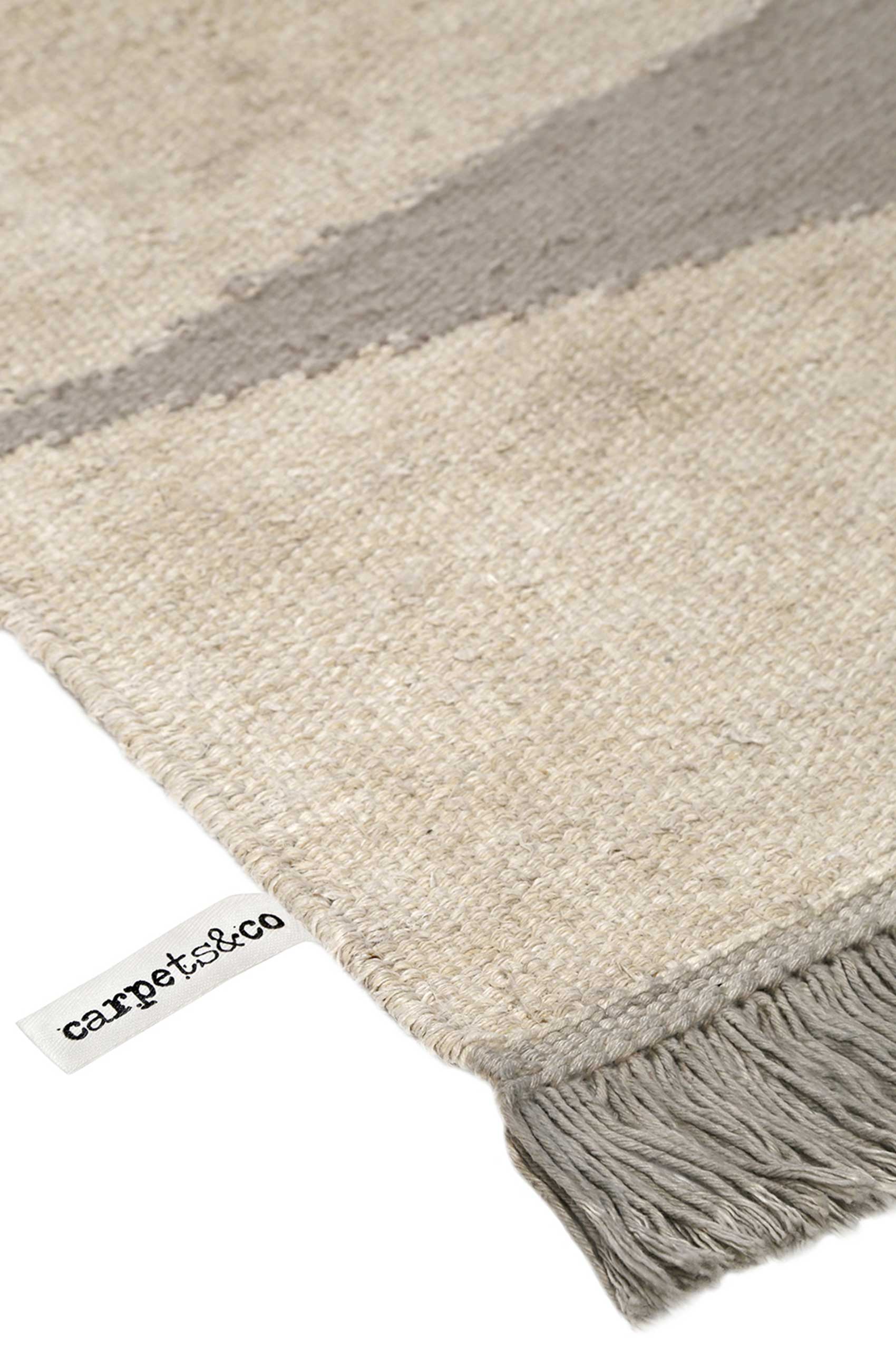 Kelim Teppich Taupe Beige aus Naturfasern 