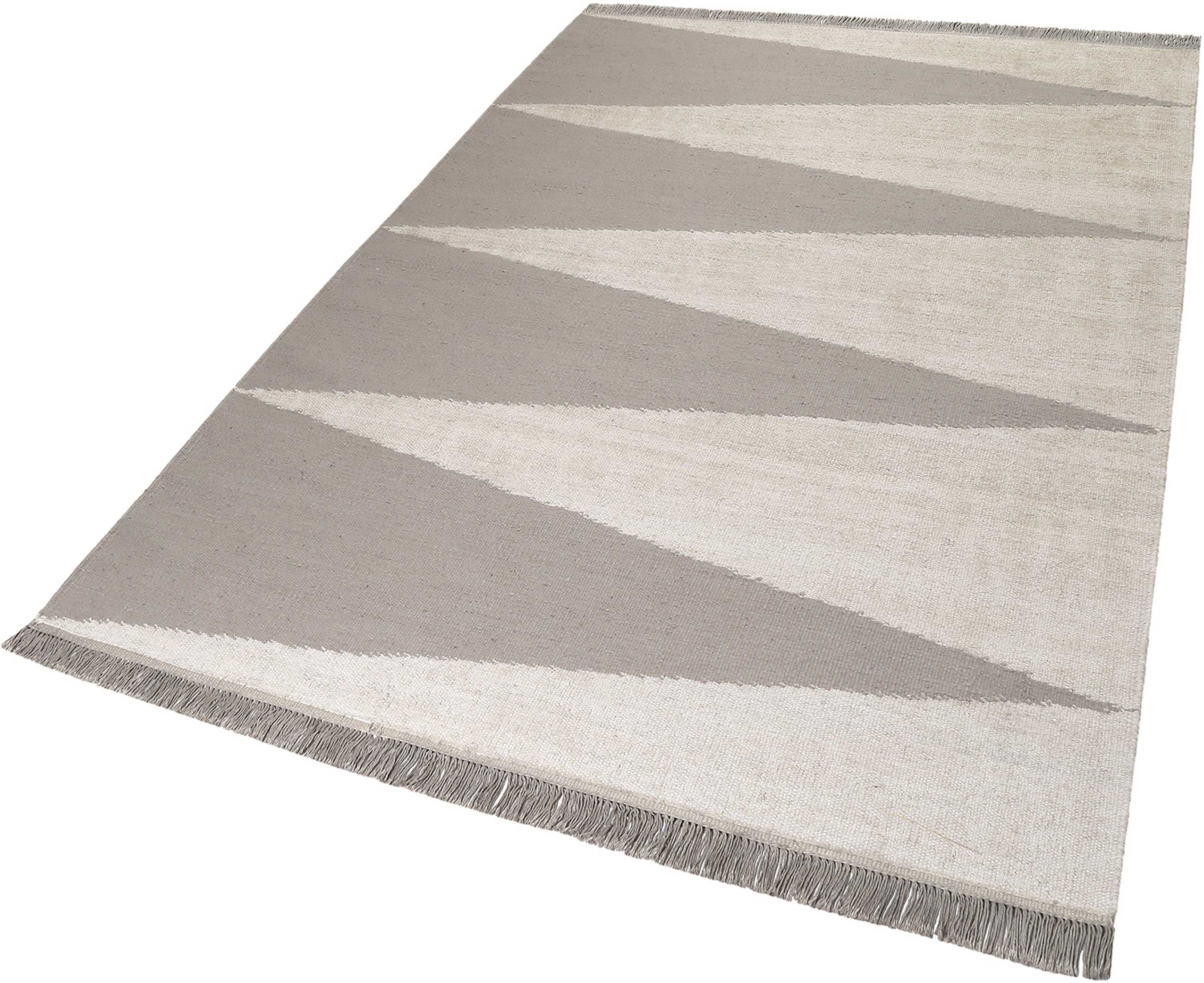 Kelim Teppich Taupe Beige aus Naturfasern 