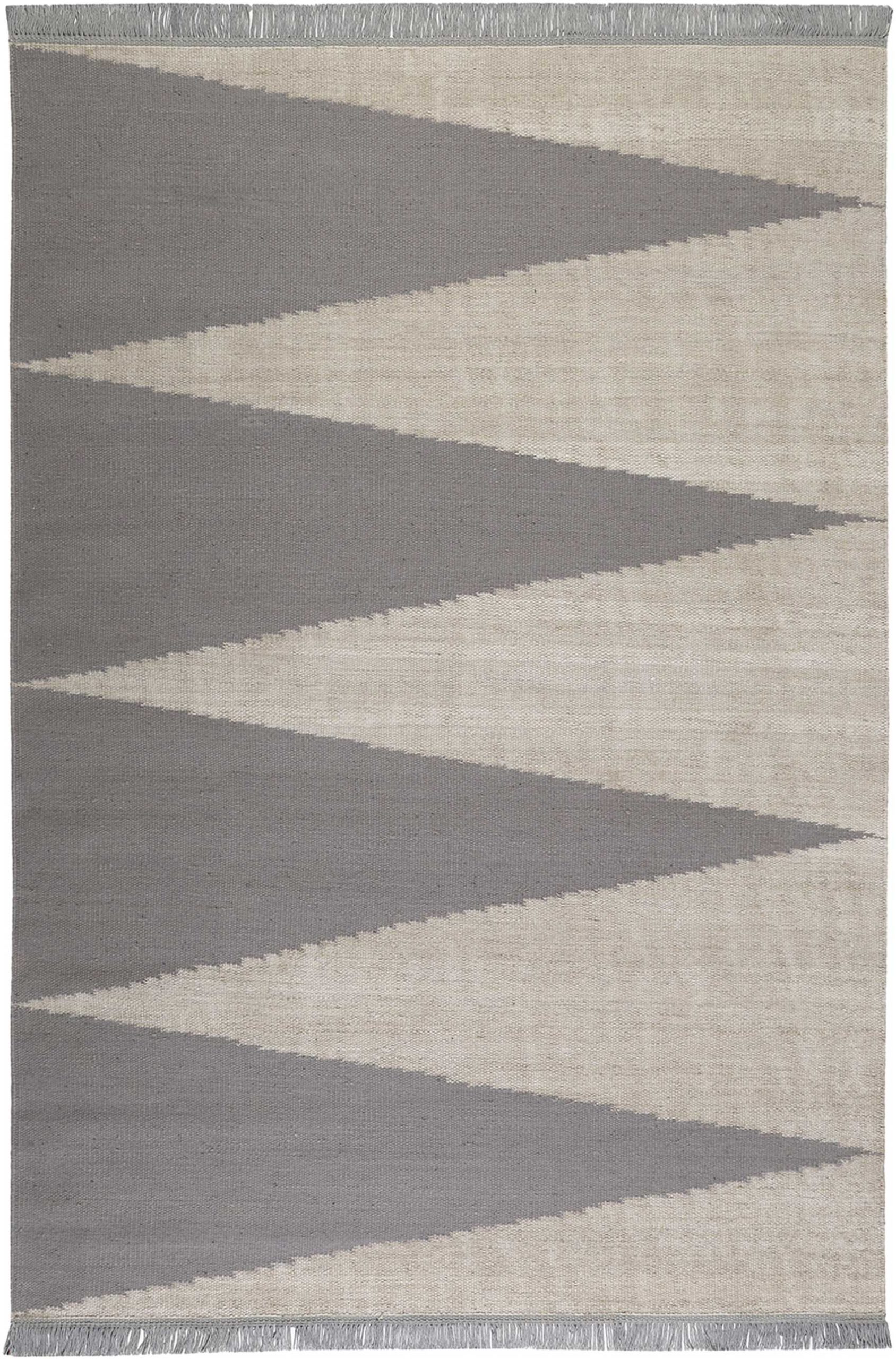 Kelim Teppich Grau Beige aus Naturfasern 