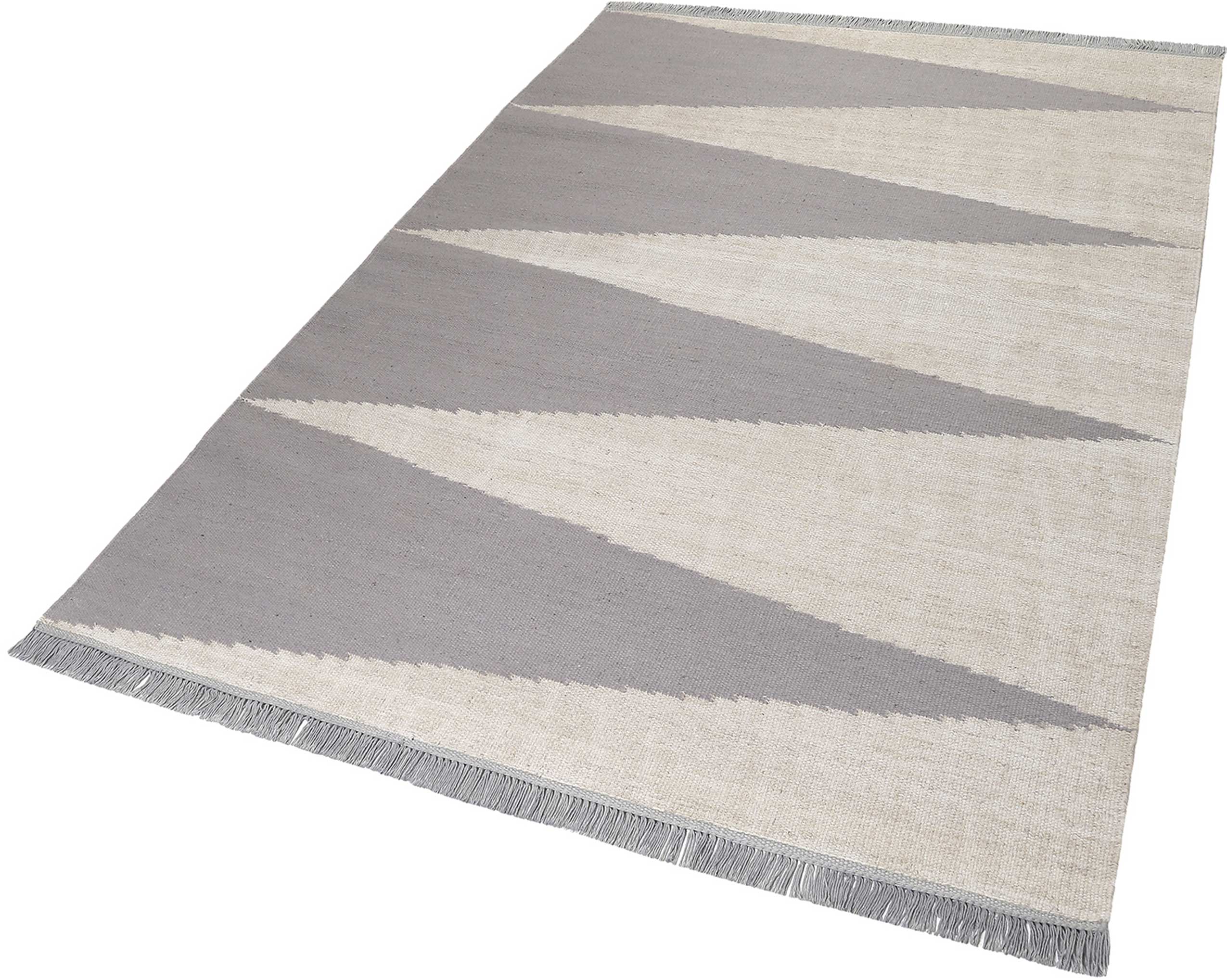 Kelim Teppich Grau Beige aus Naturfasern 